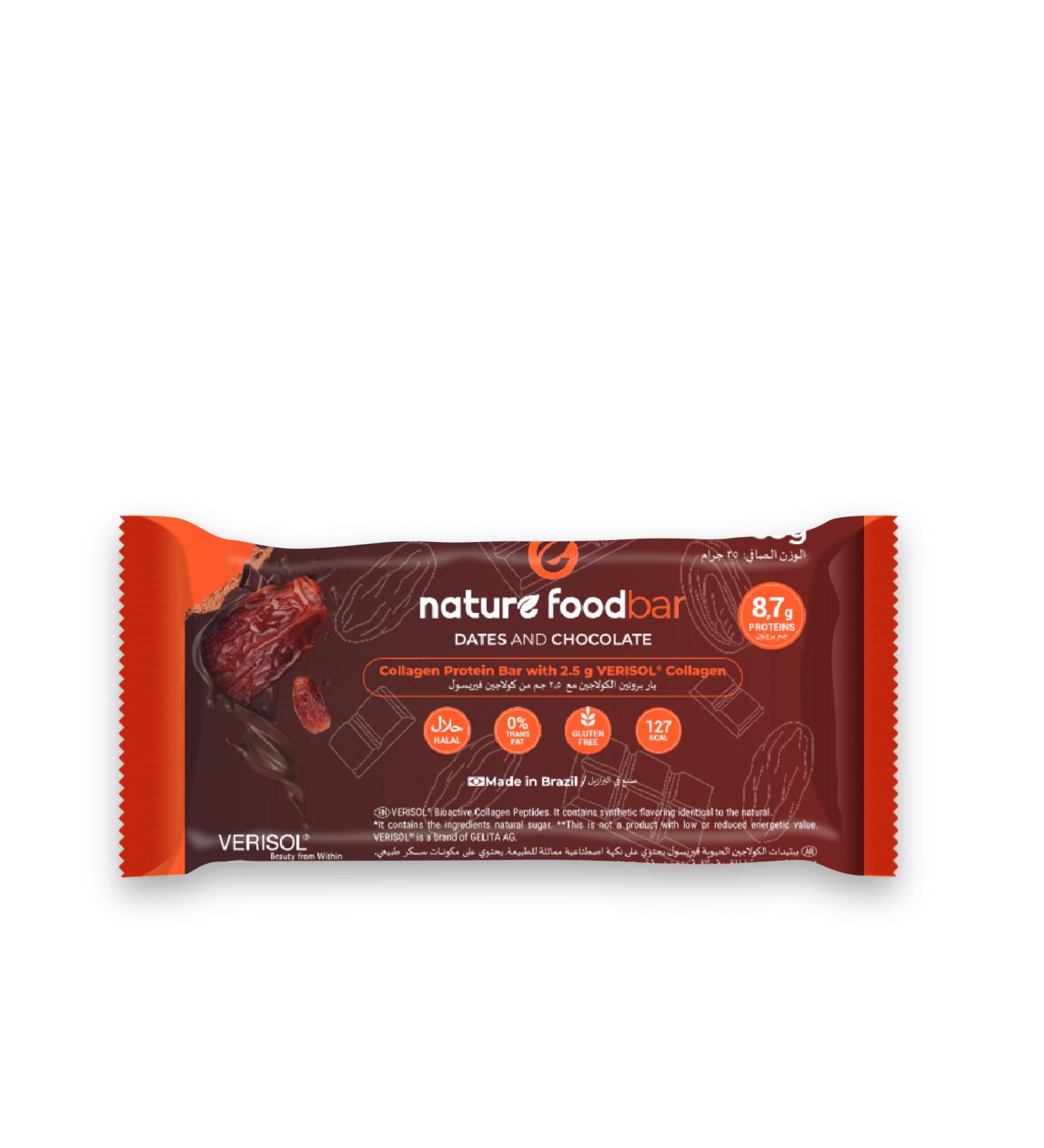Buy Nature Foodbar Date & Chocolate Protein Bars - 12 Units 8.8g Protein Gluten Free Halal 0% Trans Fat 129 Kcal - Buy Online on GoSupps.com