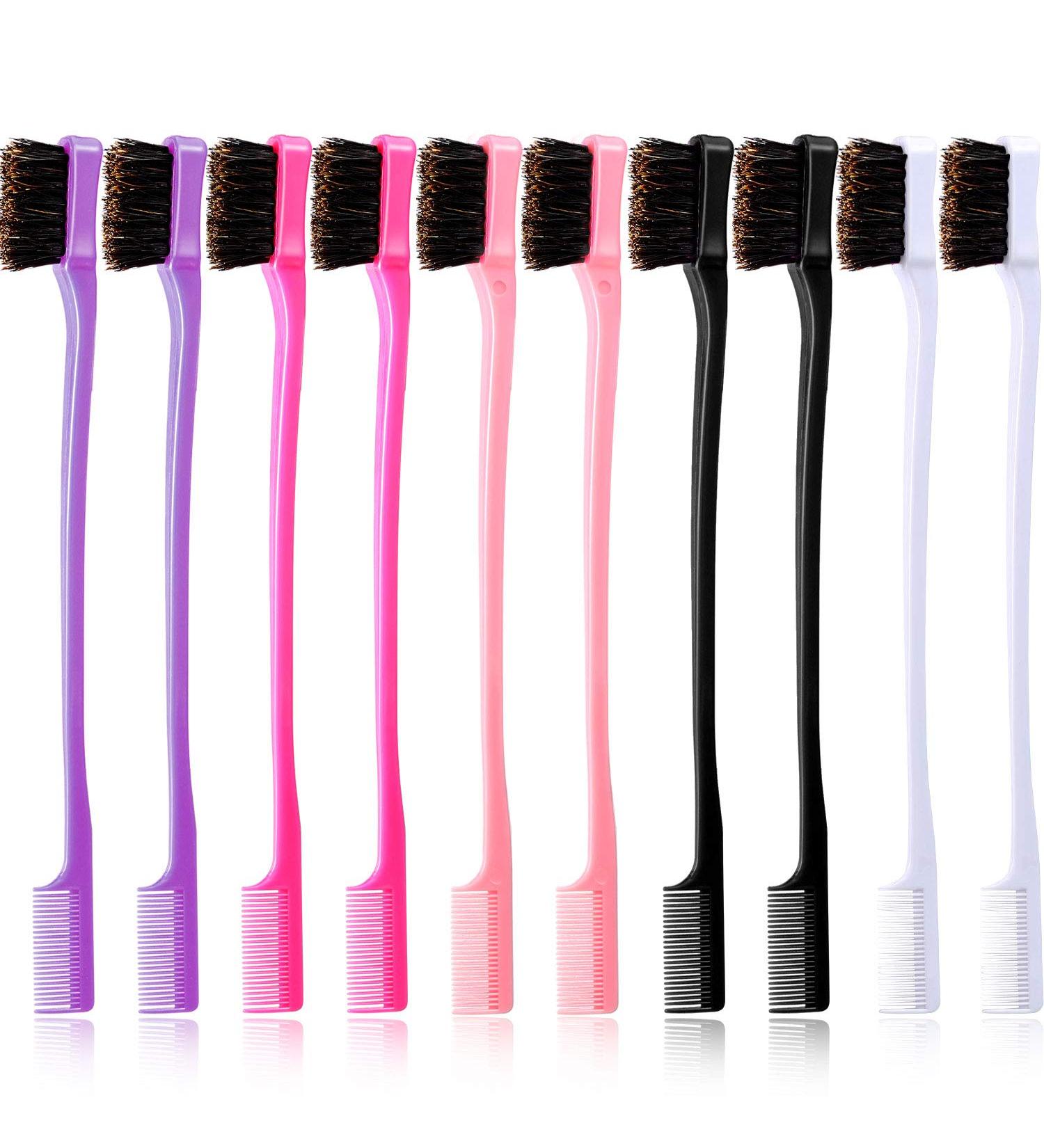 10-Piece Double-Sided Hair Edge Brush & Comb Combo Pack in 5 Colors - Buy Online on GoSupps.com