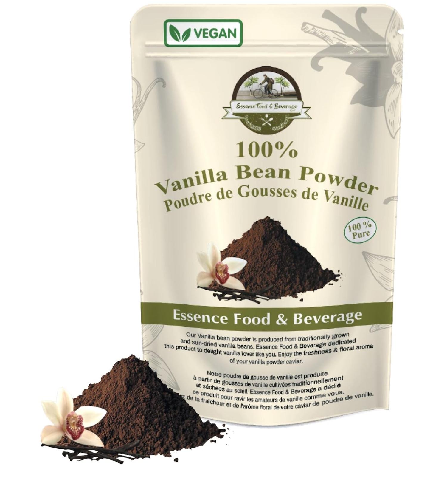 Essence Vanilla Bean Powder (2.5oz) - Pure & Unsweetened Ground Vanilla Beans for Baking - Buy Online on GoSupps.com