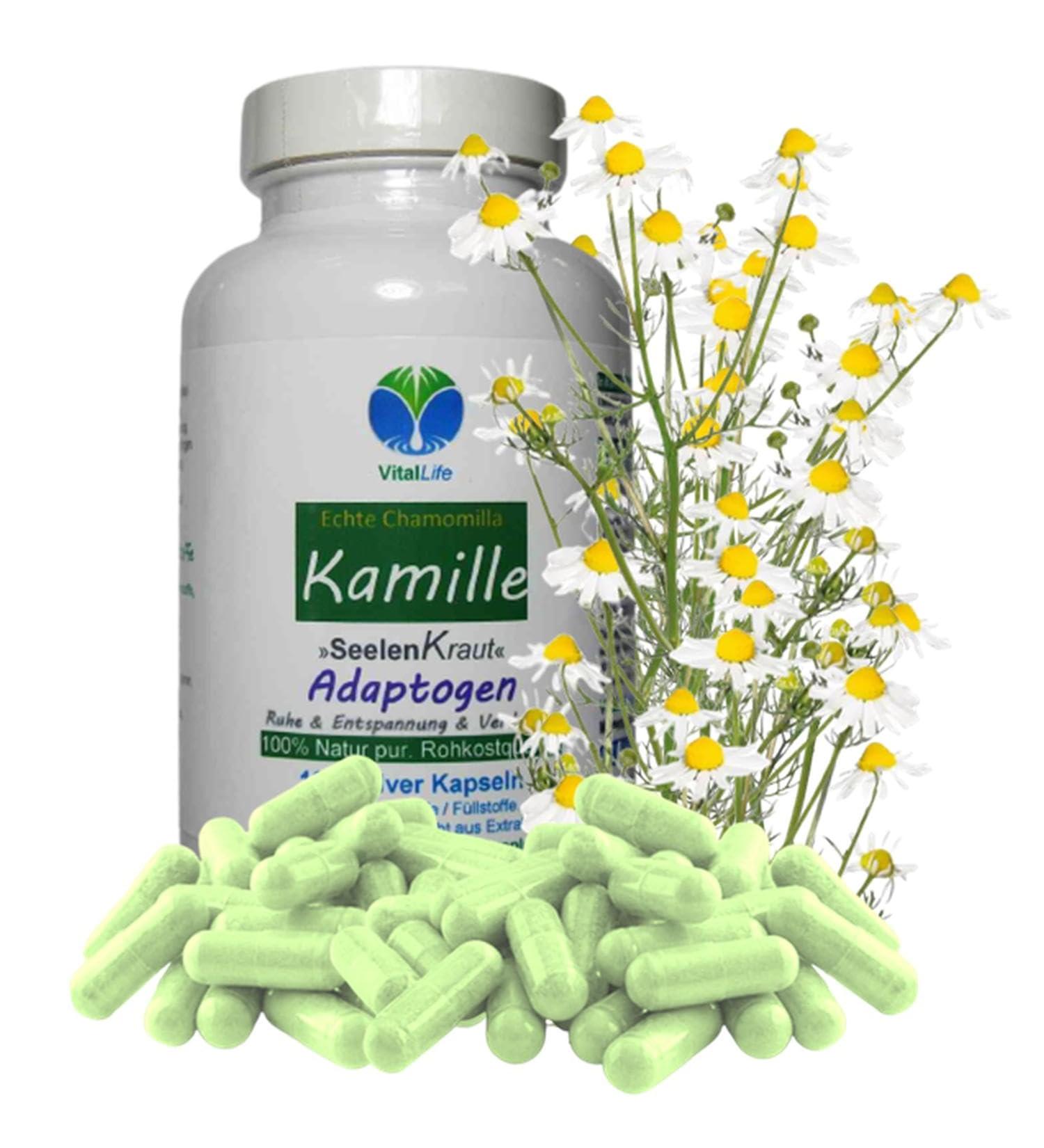 Real Chamomile Flowers 180 Capsules - Natural Stomach & Intestine Adaptogen Soul Cabbage for Relaxation - 100% Chamomilla No Additives International Shipping Available - Buy Online on GoSupps.com