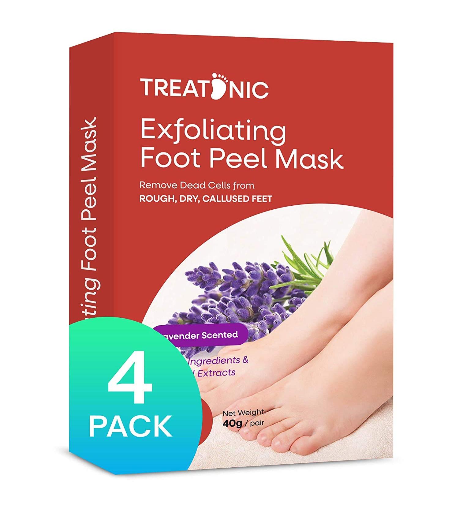 Treatonic Foot Peel Mask - 4 Pairs for Soft Skin, Exfoliates Calluses & Dead Skin - Lavender, Men & Women - Buy Online on GoSupps.com