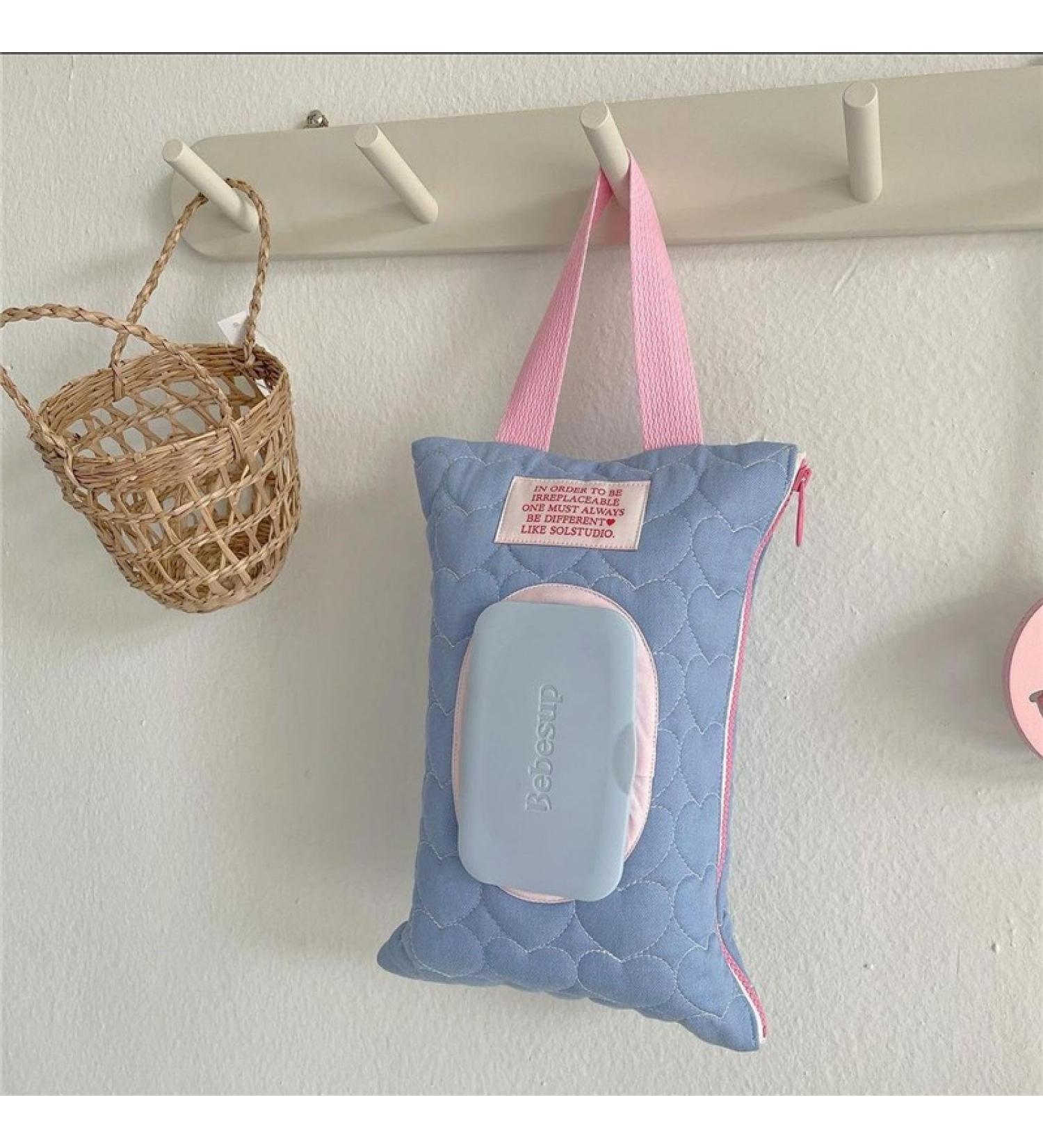 Baby Extractable Travel Portable Flap Portable Storage Bag Cotton Tissue Box Wet Wipes Storage Bag Macaron Blue Wipes Pack 23*15cm - Buy Online on GoSupps.com