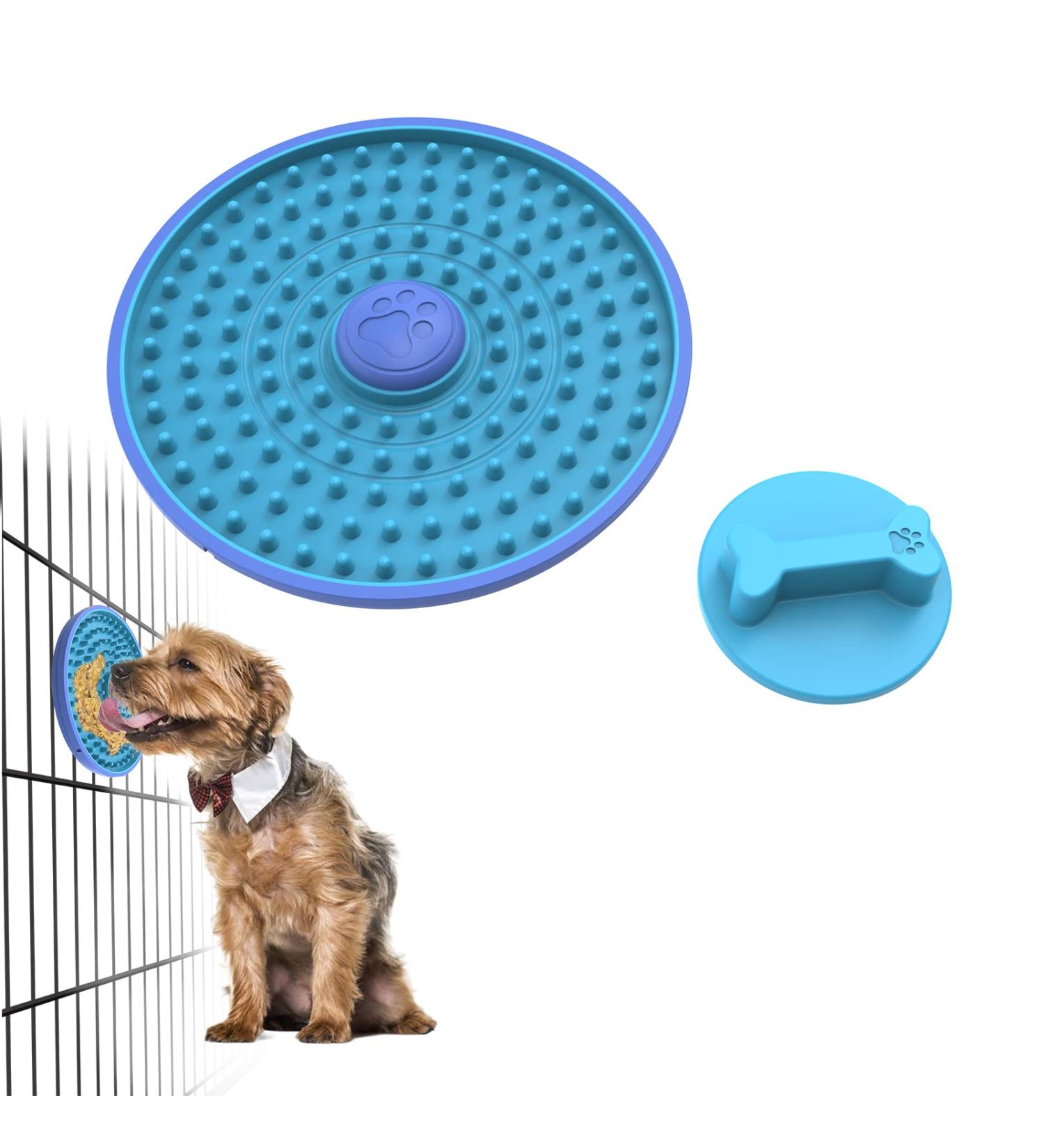 Lick Mat for Dogs - Cage Training Tool with Peanut Butter, Secure to Crate, Kennel Therapy, Slow Feeder Pad for Boredom & Anxiety - Blue - Buy Online on GoSupps.com