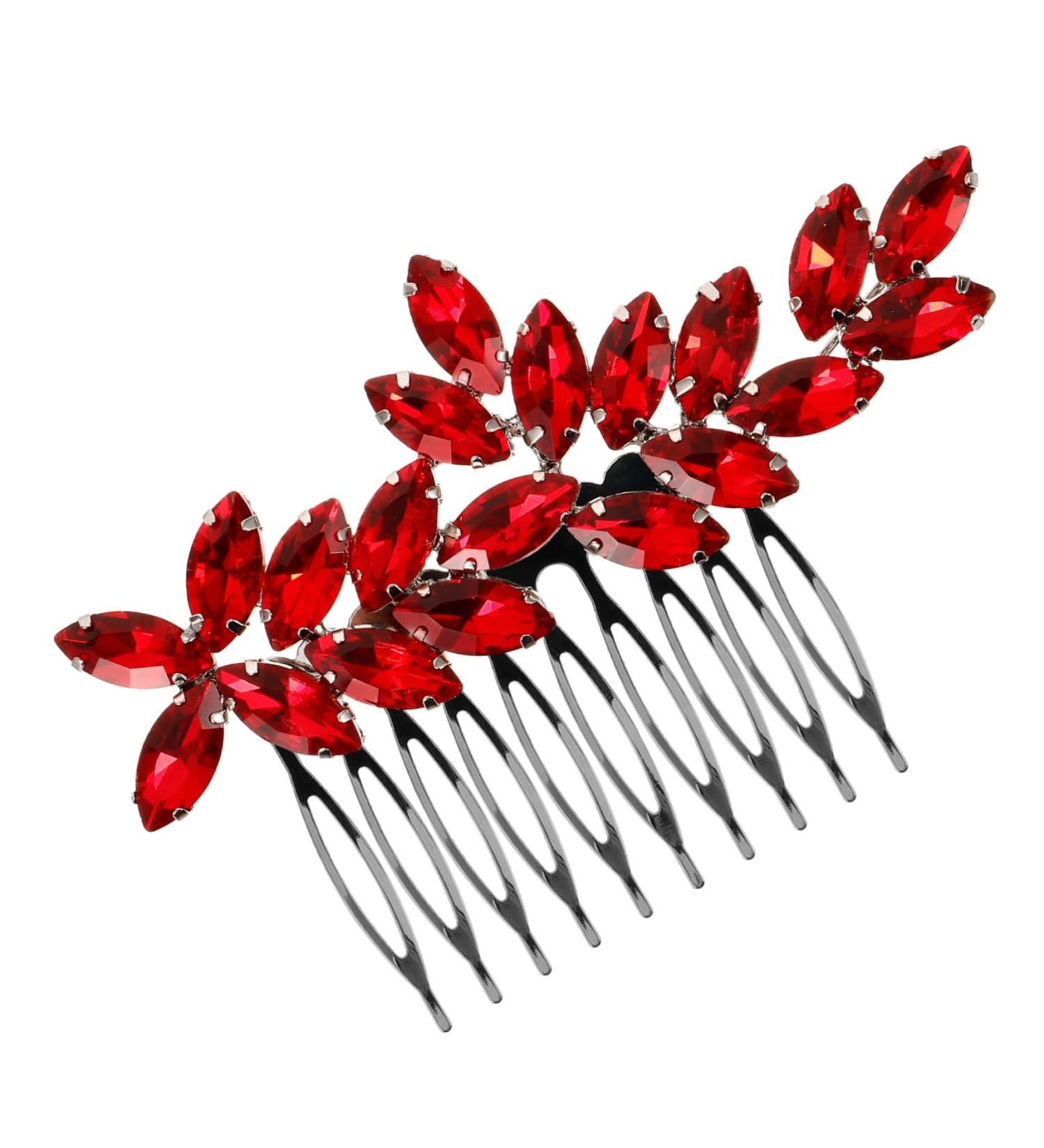 Beatifufu Bridal Headwear Rhinestone Hair Combs Hair Comb Clips Bridal Hair Comb Hair Side Combs Hair Combs for Women Decorative Bridal Hair Accessories Decorative Hair Combs Red Rhinestones - Buy Online on GoSupps.com