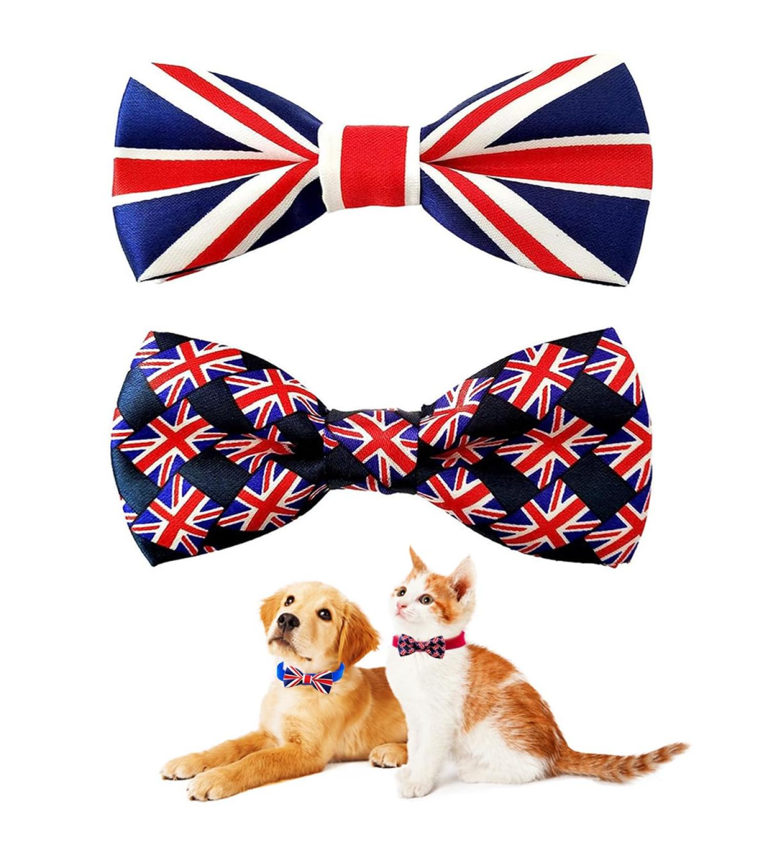 BIPY Union Jack Dog Bow Ties UK Flag Patriotic Dogs Collar Bowties For Holiday Party Celebrations King Charles Coronation Pet Grooming Accessories for Small Medium Cat Puppy Union Jack Bow Tie 9X5CM for SMALL and MEDIUM DOGS - Buy Online on GoSupps.com