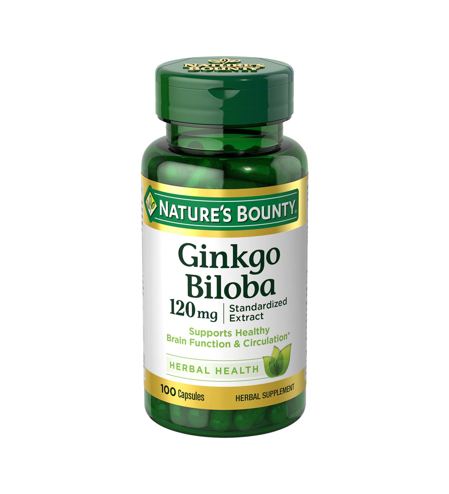 Nature's Bounty Ginkgo Biloba 120 mg - 100 Capsules for Memory & Focus - Buy Online on GoSupps.com