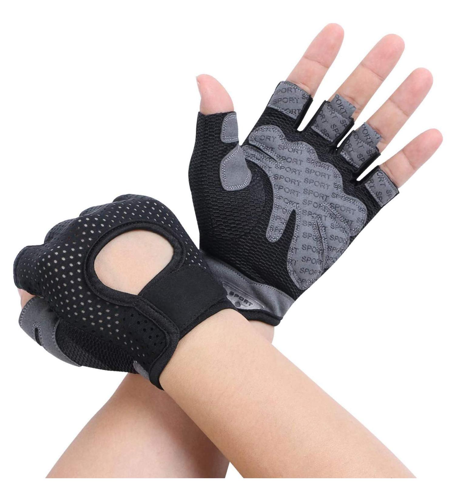 Flintronic Fitness Gloves | Breathable Training & Weight Lifting Gloves for Men & Women | Non-Slip Silicone Gym Gloves - Black - Buy Online on GoSupps.com