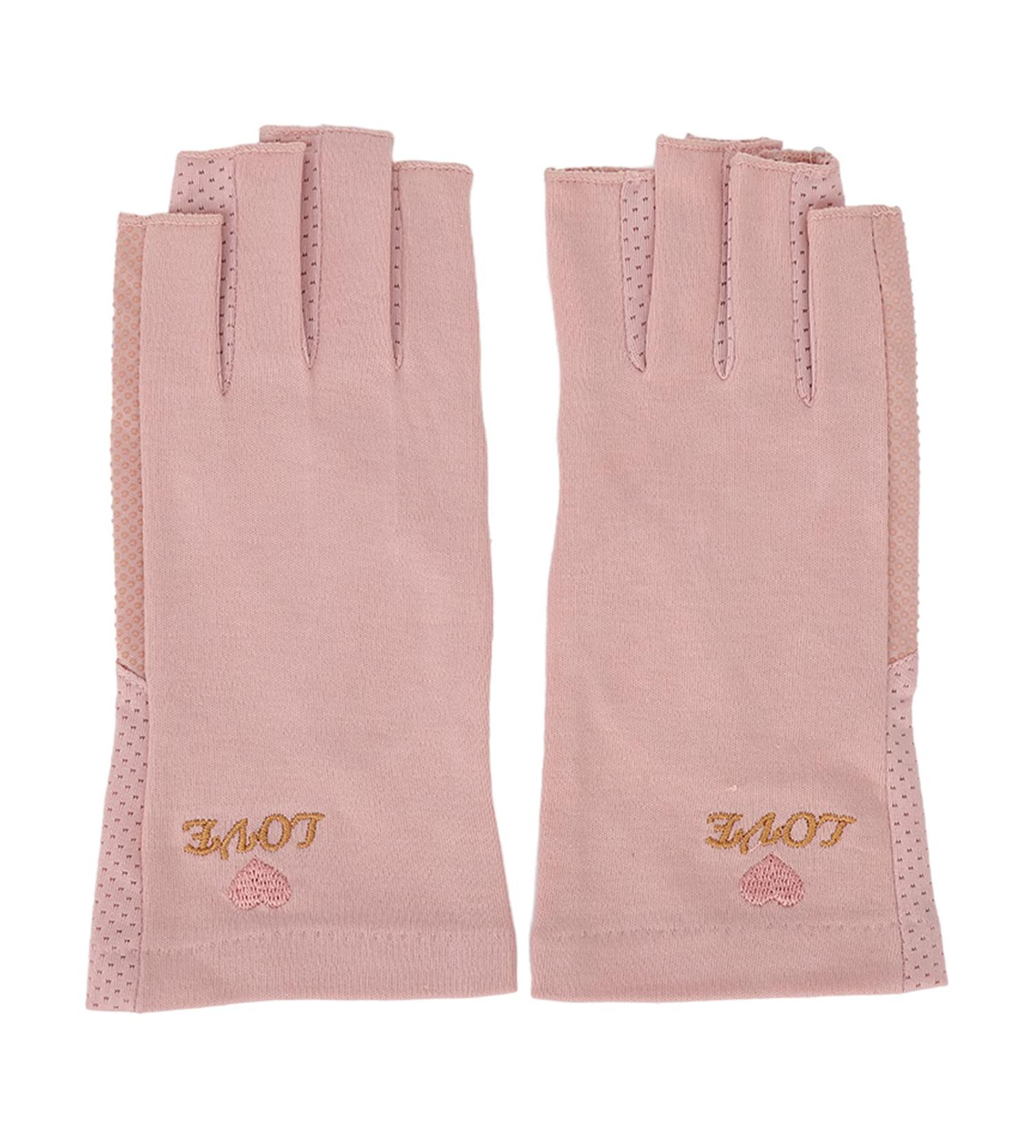 UV Shield Glove Breathable Fingerless Fiber Cotton Nail Lamp Gloves Anti UV Fingerless Gloves Protect Manicure Gloves Manicure Nail Art Dryer Tools(Light pink grey) - Buy Online on GoSupps.com