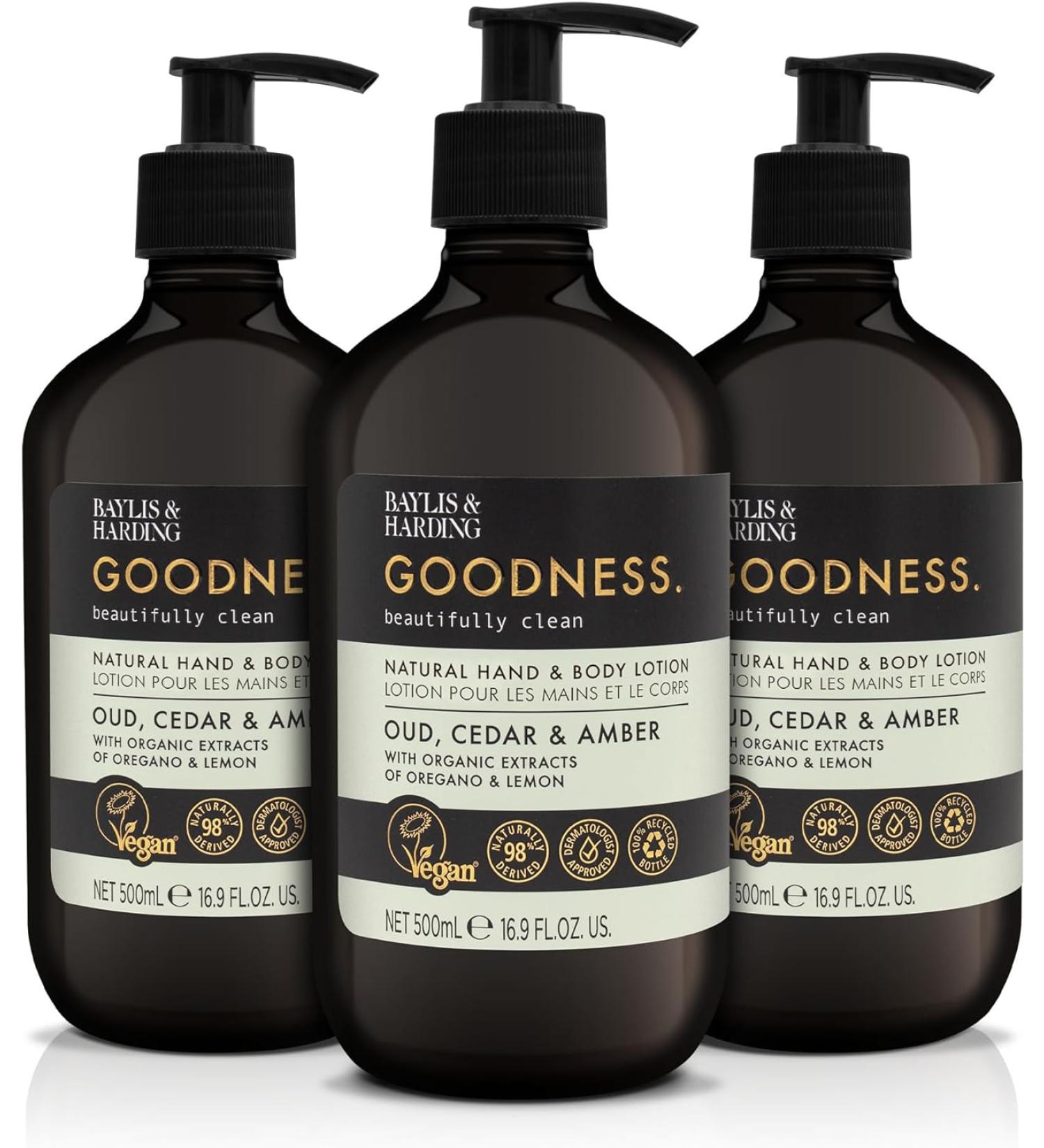 Baylis & Harding Goodness Oud  Cedar & Amber Hand & Body Lotion - Pack of 3 - 16.9 Fl Oz. - Buy Online on GoSupps.com