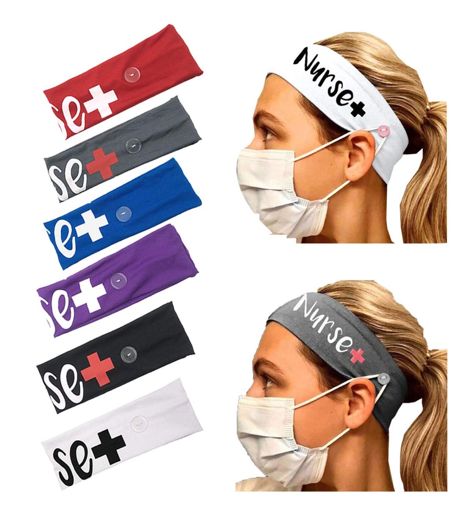 Buttoned Headband for Women - Ear Saver Nurse Headband Elastic Hair Band - Buy Online on GoSupps.com