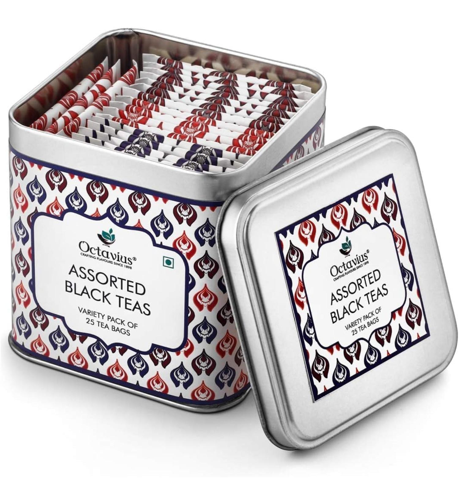 Octavius | Assorted Tea Bag Sampler Gift Set - 3 Tea Flavors | 150 Counts - Black Tea | Tea Sampler Pack | Tea Set Gift | Pack of 6 Black Tea - 25TB (Pack of 6) - Buy Online on GoSupps.com