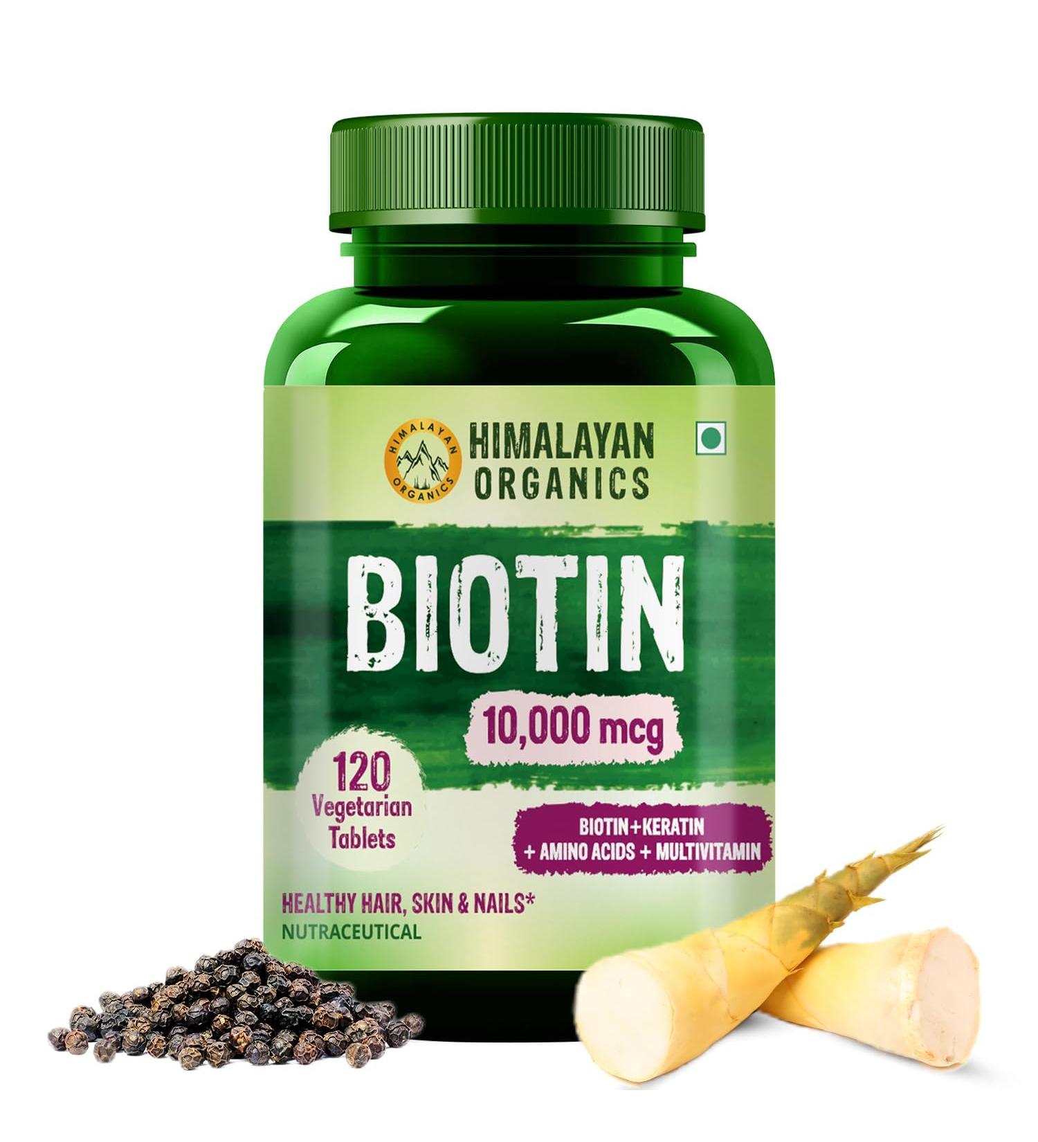 Generic Biotin 10000 MCG Supplement for Men and Women with Keratin+Amino Acids+Multivitamin for Healthy Hair Skin & Nails -120 Vegetarian Tablets - Buy Online on GoSupps.com