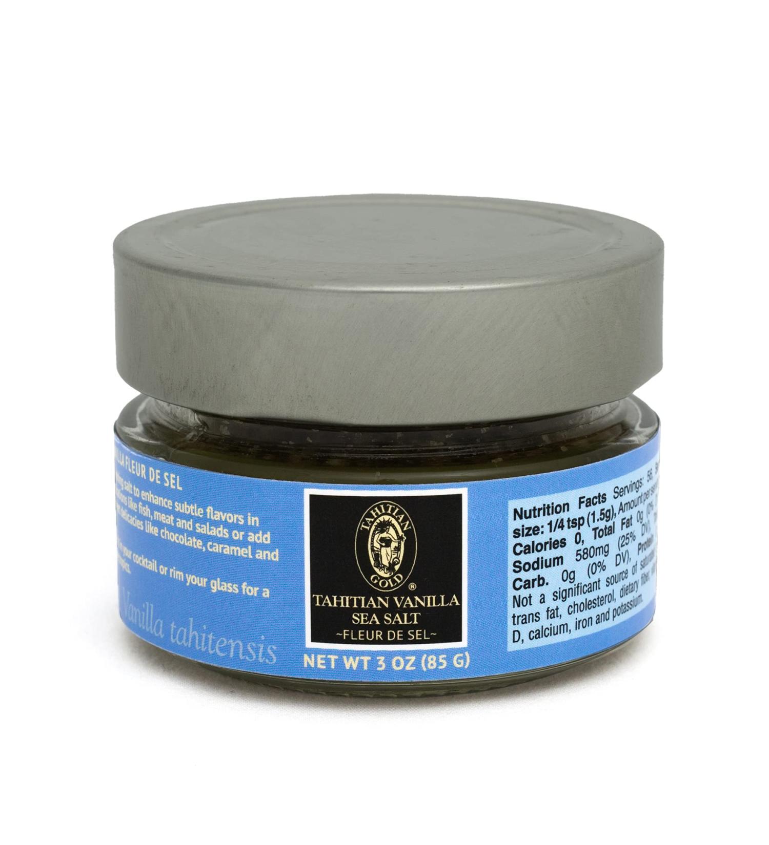 Tahitian Gold Premium Vanilla Fleur de Sel Sea Salt - 3 oz Glass Jar - Buy Online on GoSupps.com