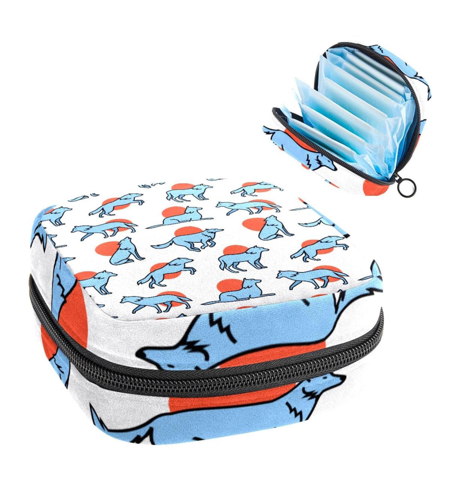 Animal Wolf and Moon Sanitary Napkin Storage Travel Pouch - GIAPB Period Bag Color1063 - Buy Online on GoSupps.com