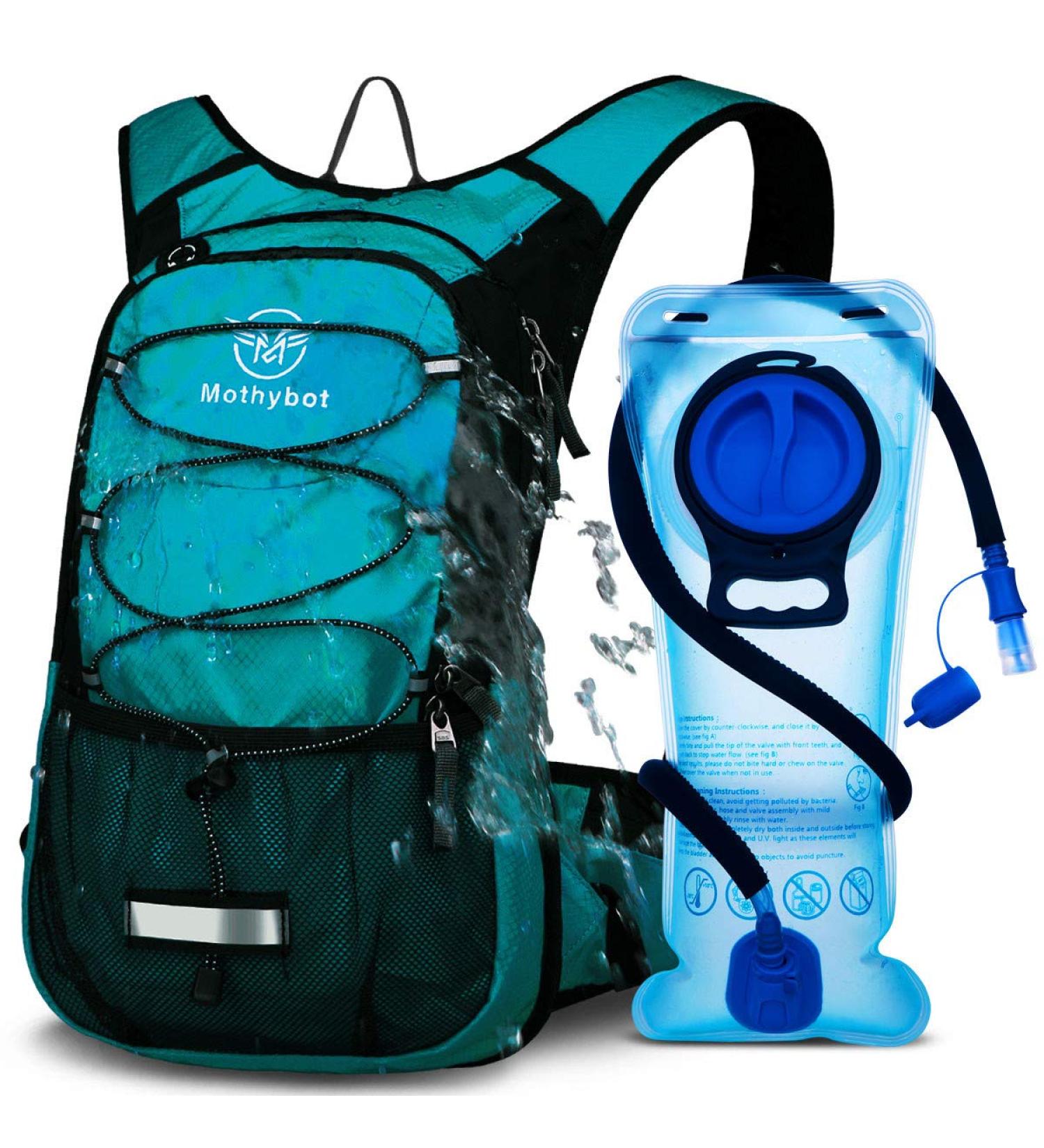 Mothybot Hydration Pack  Insulated Hydration Backpack with 2L BPA Free Water Bladder and Storage  Hiking Backpack for Men  Women  Kids for Running  Cycling  Camping - Keep Liquid Cool up to 5 Hours Emerald - Buy Online on GoSupps.com