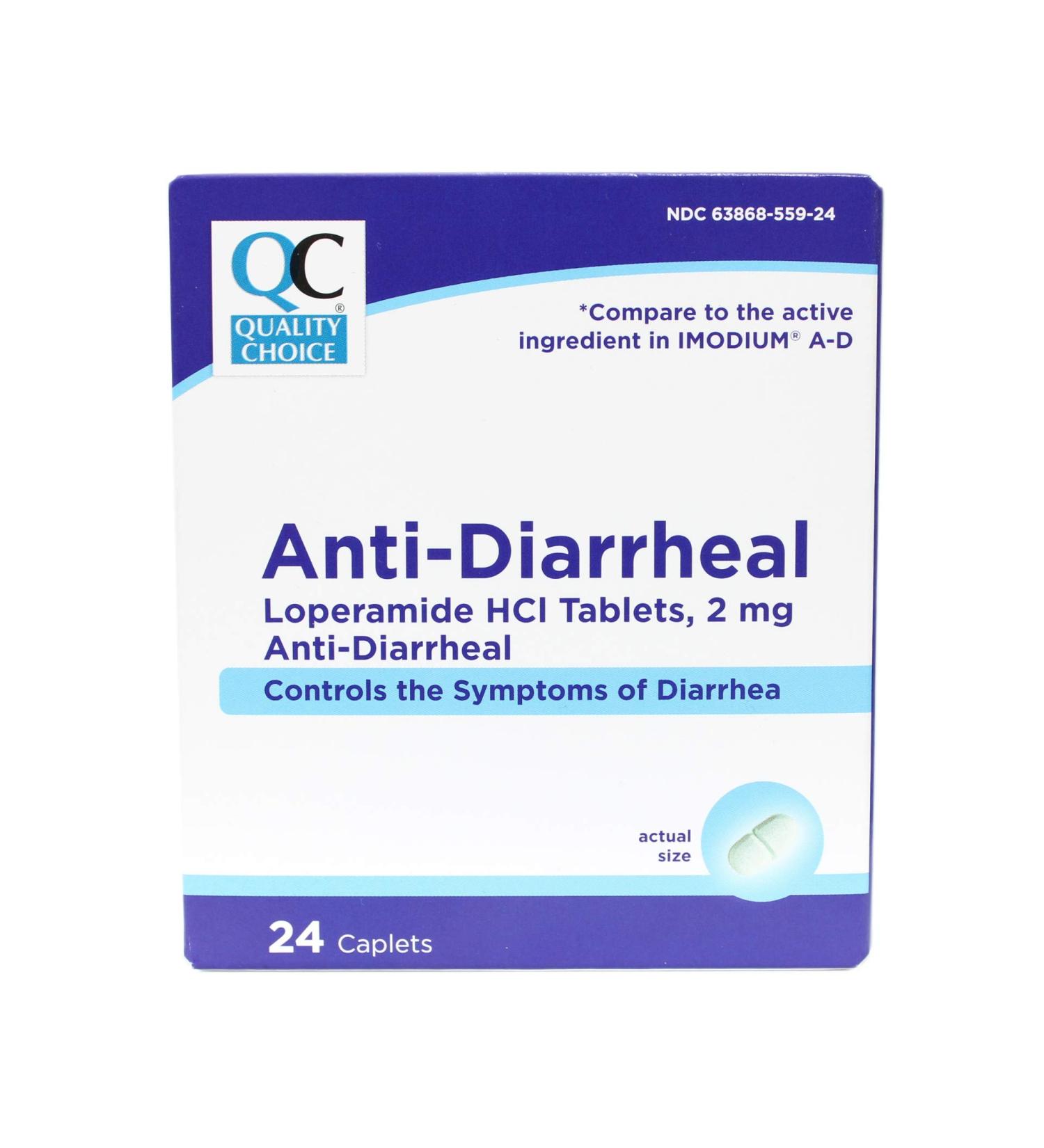 Quality Choice Anti-Diarrheal Loperamide HCI Tablets 2mg - 24 Caplets - Buy Online on GoSupps.com