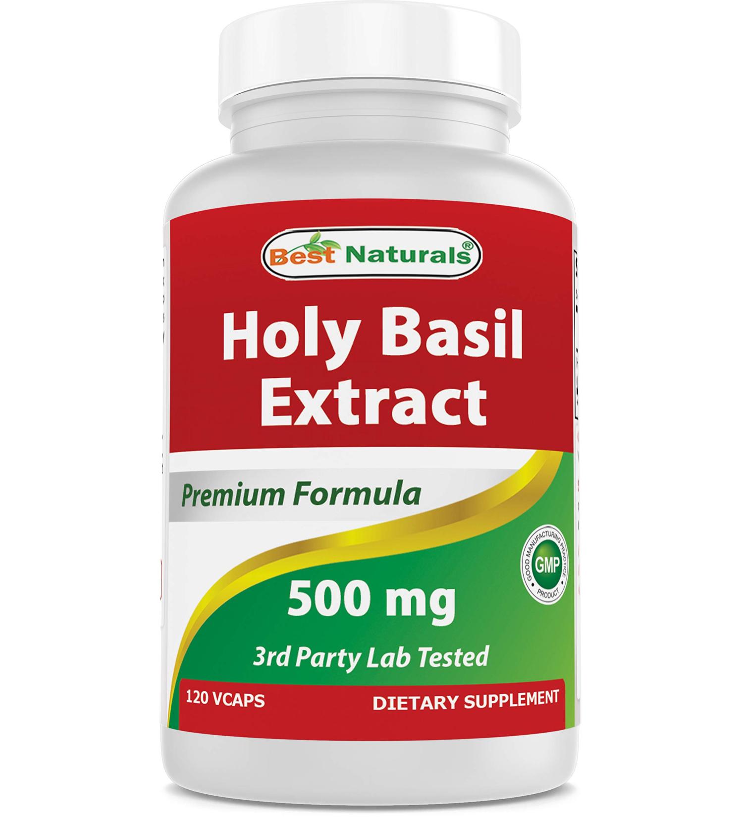 Best Naturals Holy Basil Extract 500mg - 120 Vegetarian Capsules - Buy Online on GoSupps.com