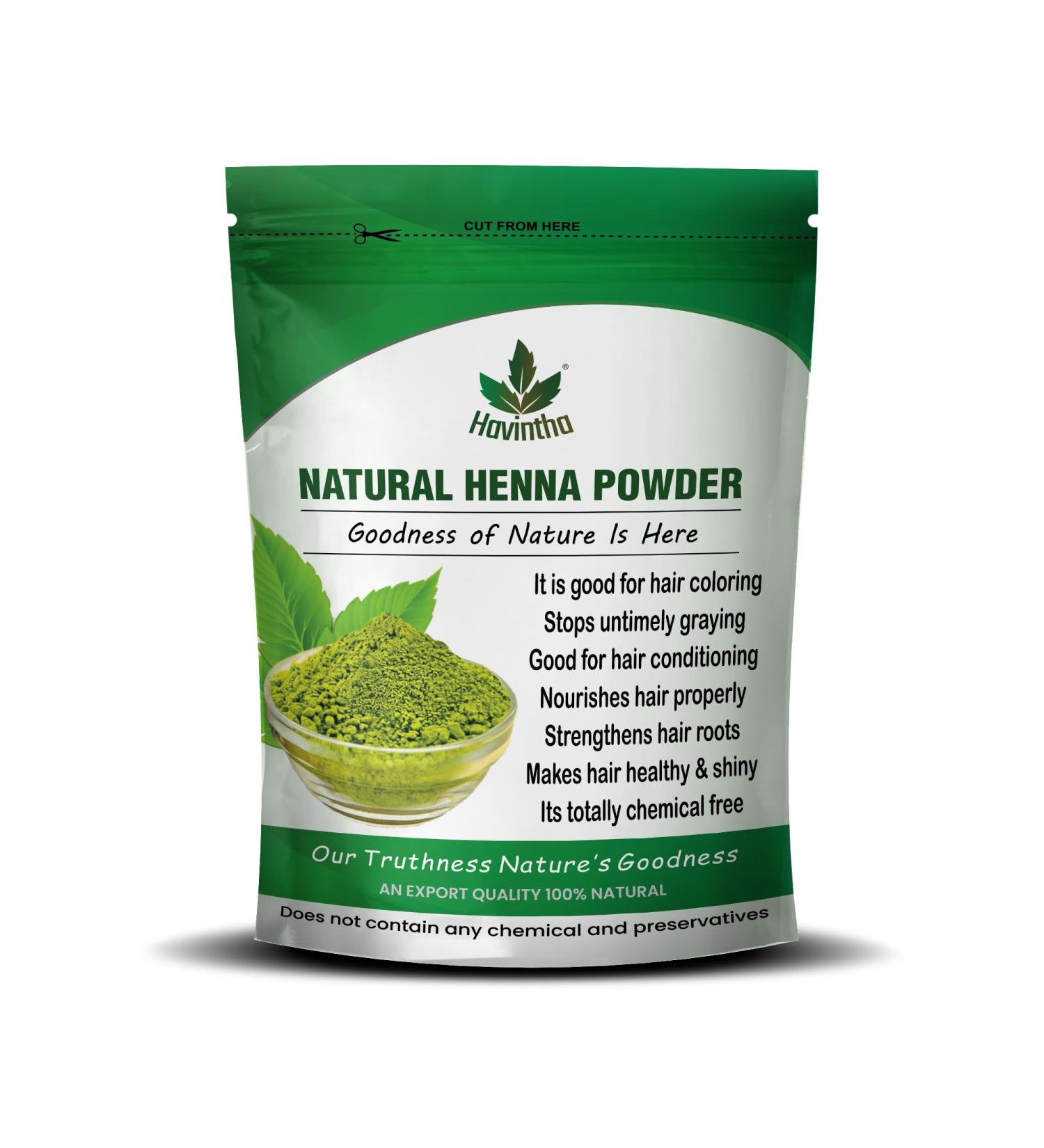 Havintha Natural Henna Powder for Hair - 8 oz (227g) | Pure Lawsonia Inermis for Healthy Hair - Buy Online on GoSupps.com