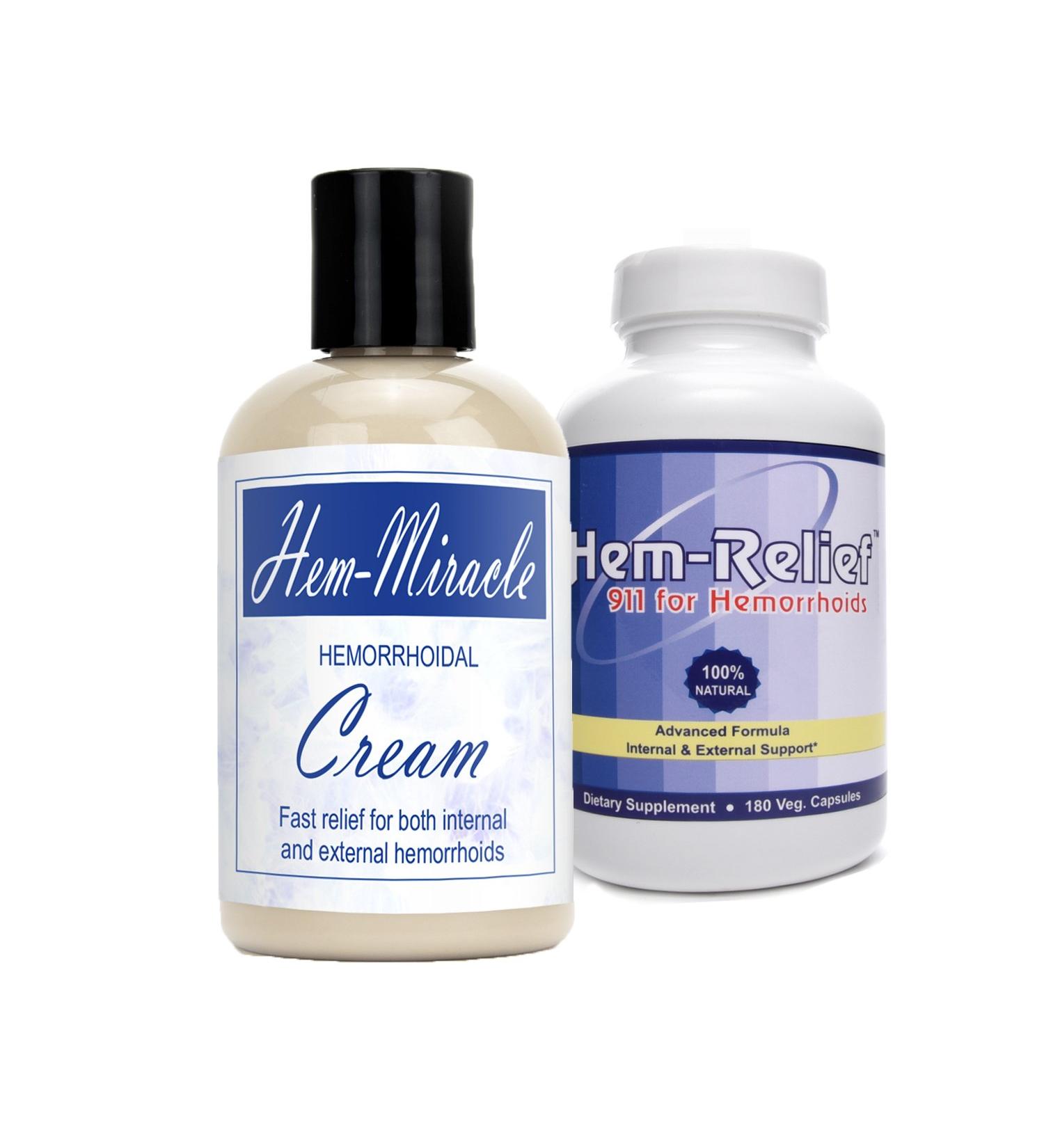 Western Herbal and Nutrition Hem-Miracle Cream + Hem-Relief Combo | Natural Hemorrhoidal Treatment | Fast Acting Relief for Hemorrhoids | 4 oz. Bottle & 90 Capsules - Buy Online on GoSupps.com