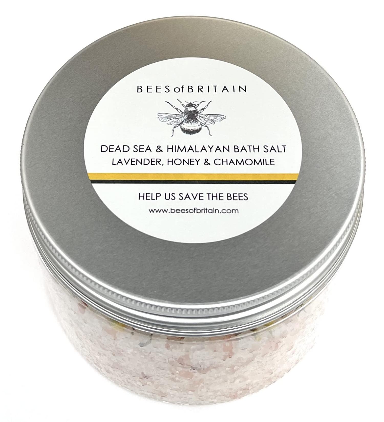 Bees of Britain 100% Natural Bathing Salt - Himalayan Salt with Lavender Honey & Chamomile | 450g | 5% Profit to Save Bees - Buy Online on GoSupps.com