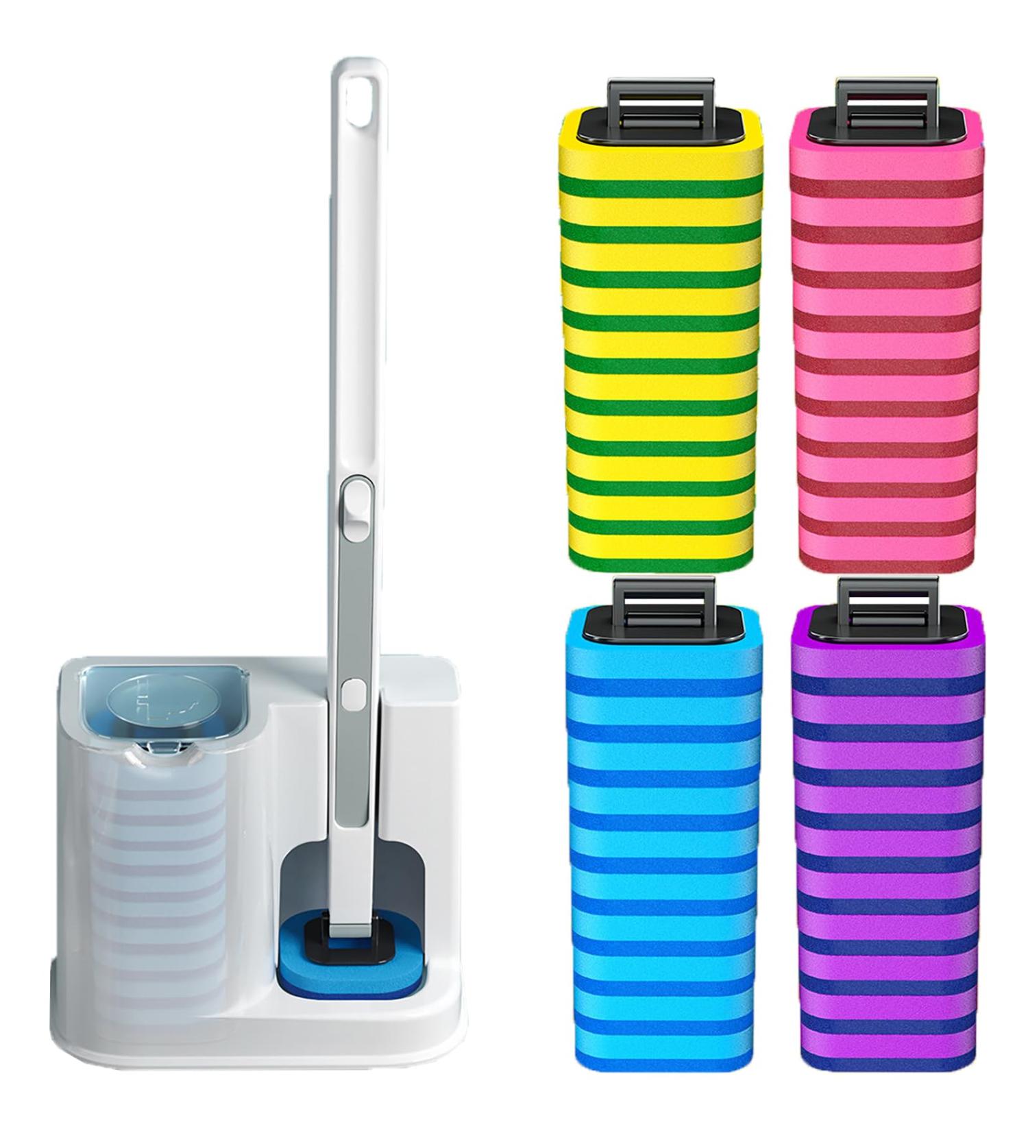 Disposable Toilet Brush with 40 Refills | Effective Toilet Bowl Cleaner Wand Set with Storage Caddy | Effortless Cleaning & Hygiene - Buy Online on GoSupps.com