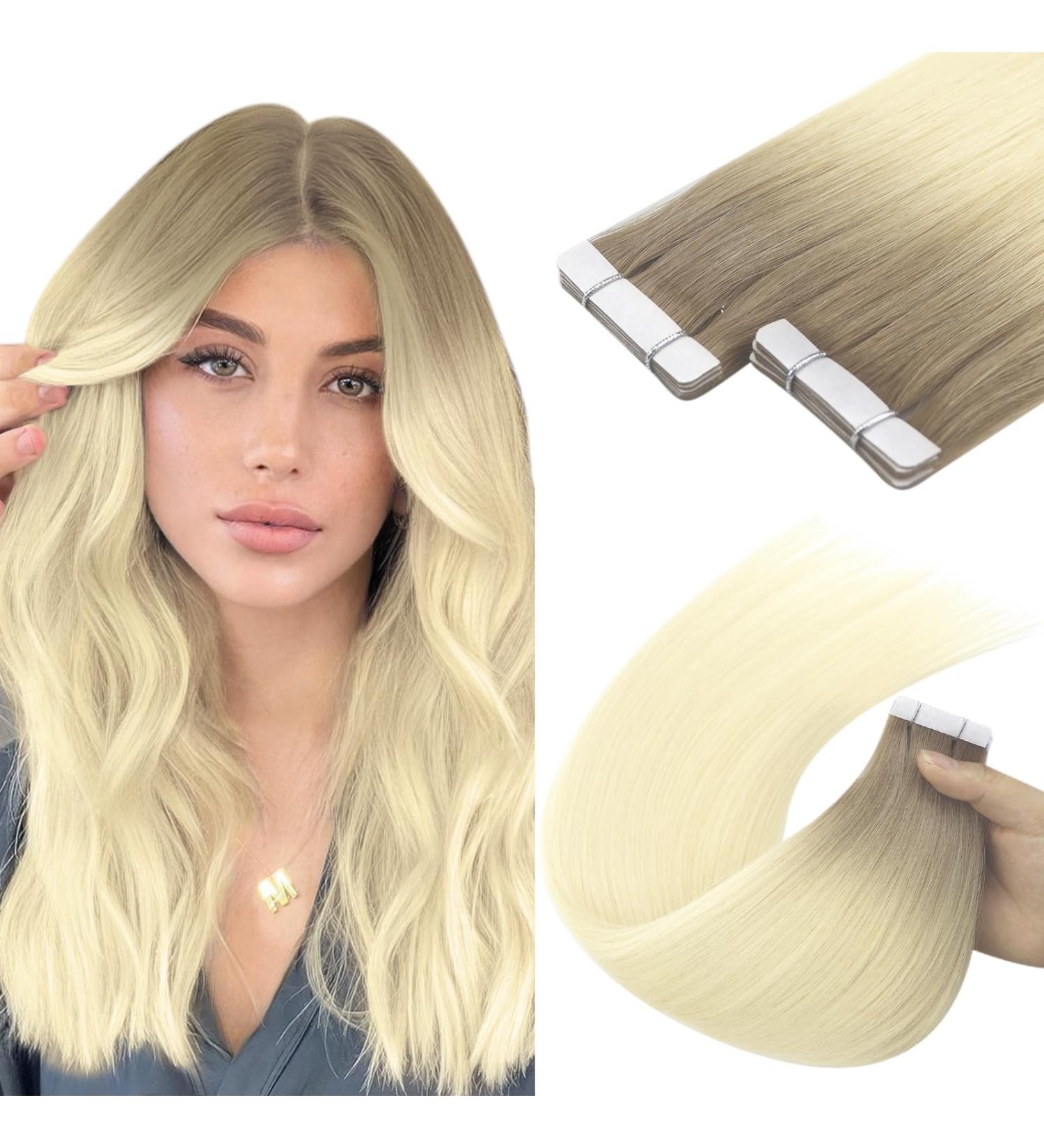 Youngsee Ombre Tape-In Hair Extensions - Real Virgin Hair 55cm Light Brown to Blonde 5 Pieces #R8T60 - Buy Online on GoSupps.com