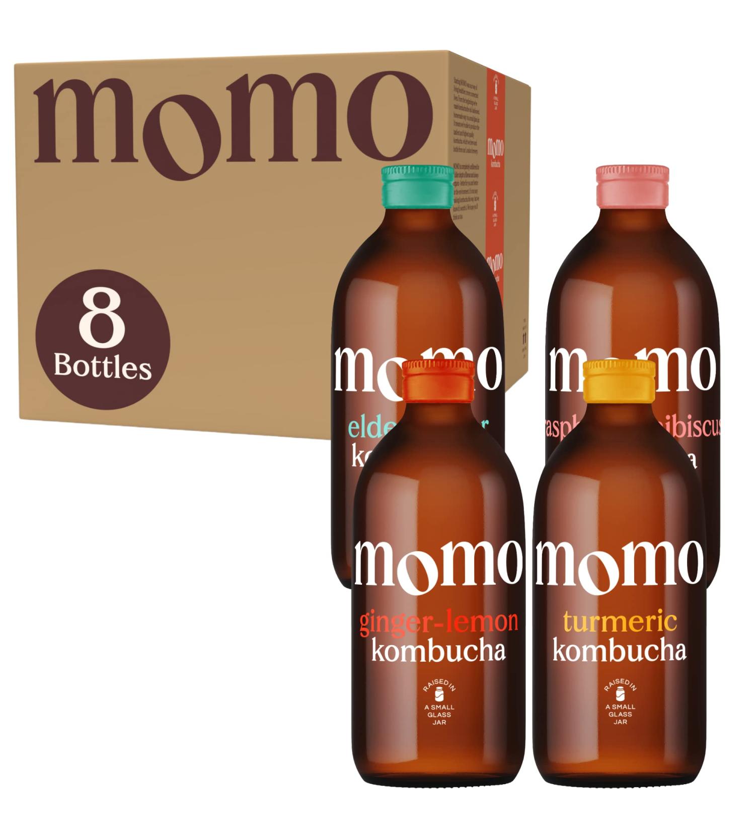 8 x Fresh 330ml Bottles MOMO Kombucha Drink Organic - Kombucha Tea Probiotic Drink - Variety Pack Mixed Variety 8 Pack - Buy Online on GoSupps.com