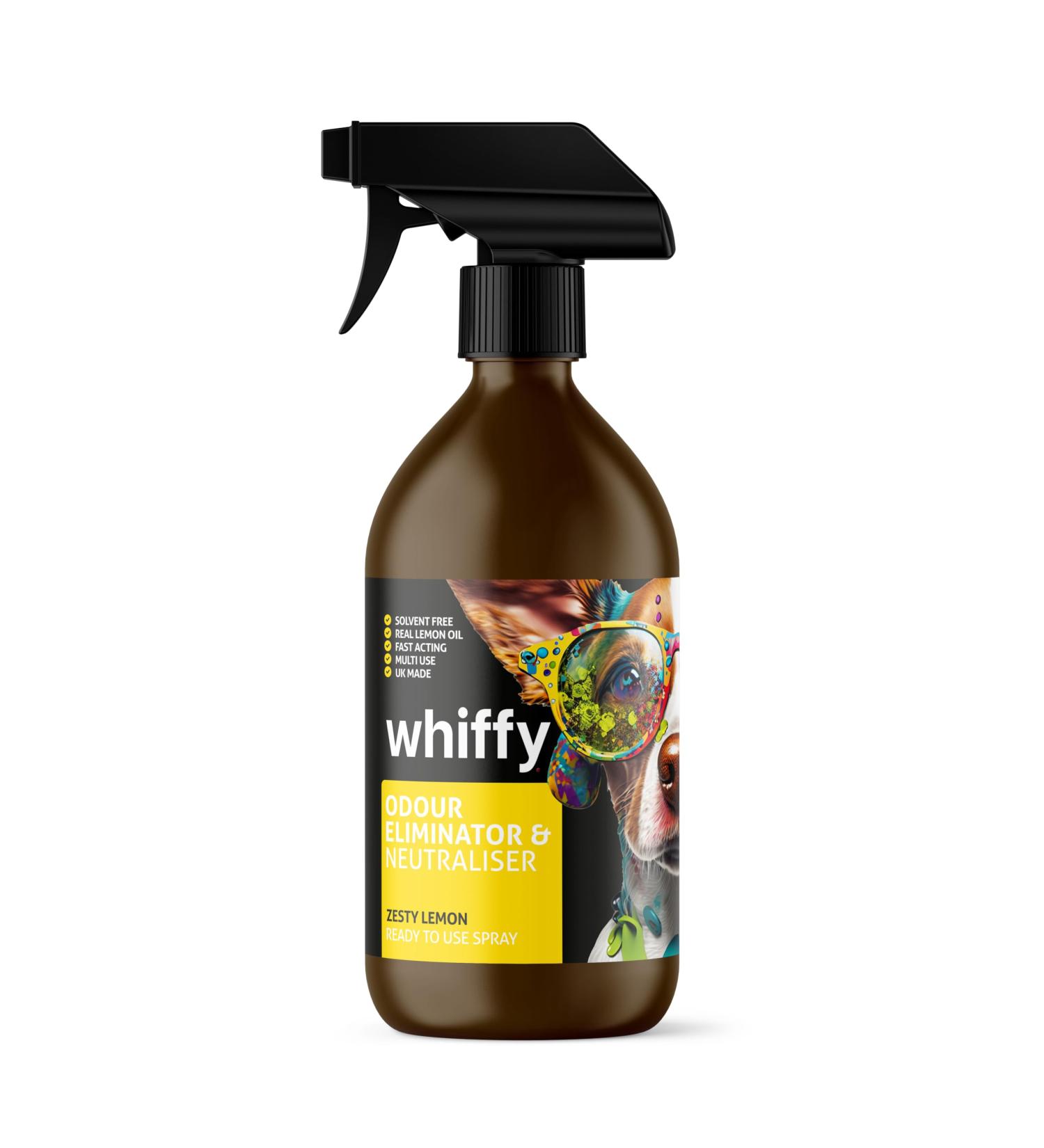 Whiffy Pet Odor Eliminator - Lemon Deodorizer for Dog or Cat Urine Smells on Carpet Furniture & Floors - 500ml - Buy Online on GoSupps.com