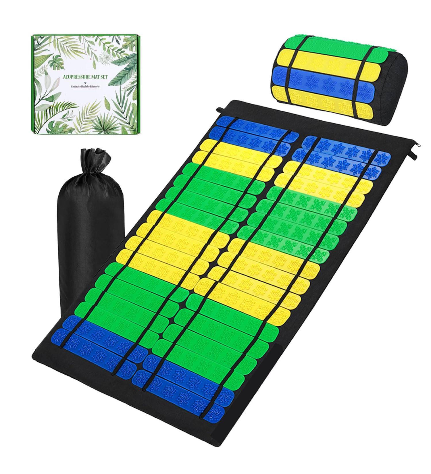 Buy Premium 100% Cotton Acupressure Mat & Pillow Set - Soothing Massage Mat for Neck Pain Relief & Muscle Stimulation - International Shipping Available - Buy Online on GoSupps.com