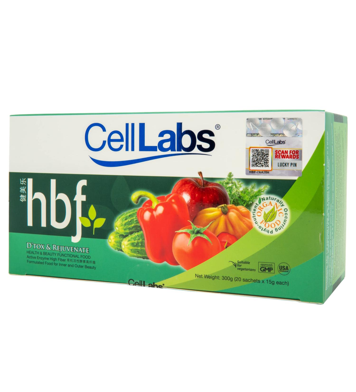 CellLabs HBF Detox Vegetable Drink (20 Sachets) Support Health & Beauty Support Healthy Digestive System Promotes Natural Detoxification 29 Fruits & Vegetables with Active Enzyme High Fiber - Buy Online on GoSupps.com