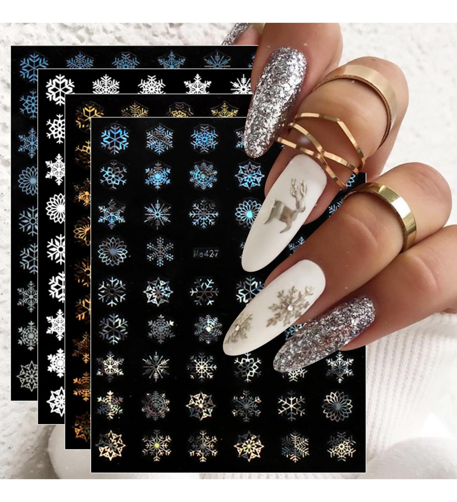 JMEOWIO 10 Sheets Christmas Snowflake Nail Art Stickers Decals Self-Adhesive Winter Holiday Nail Supplies Nail Art Design Decoration Accessories - Buy Online on GoSupps.com
