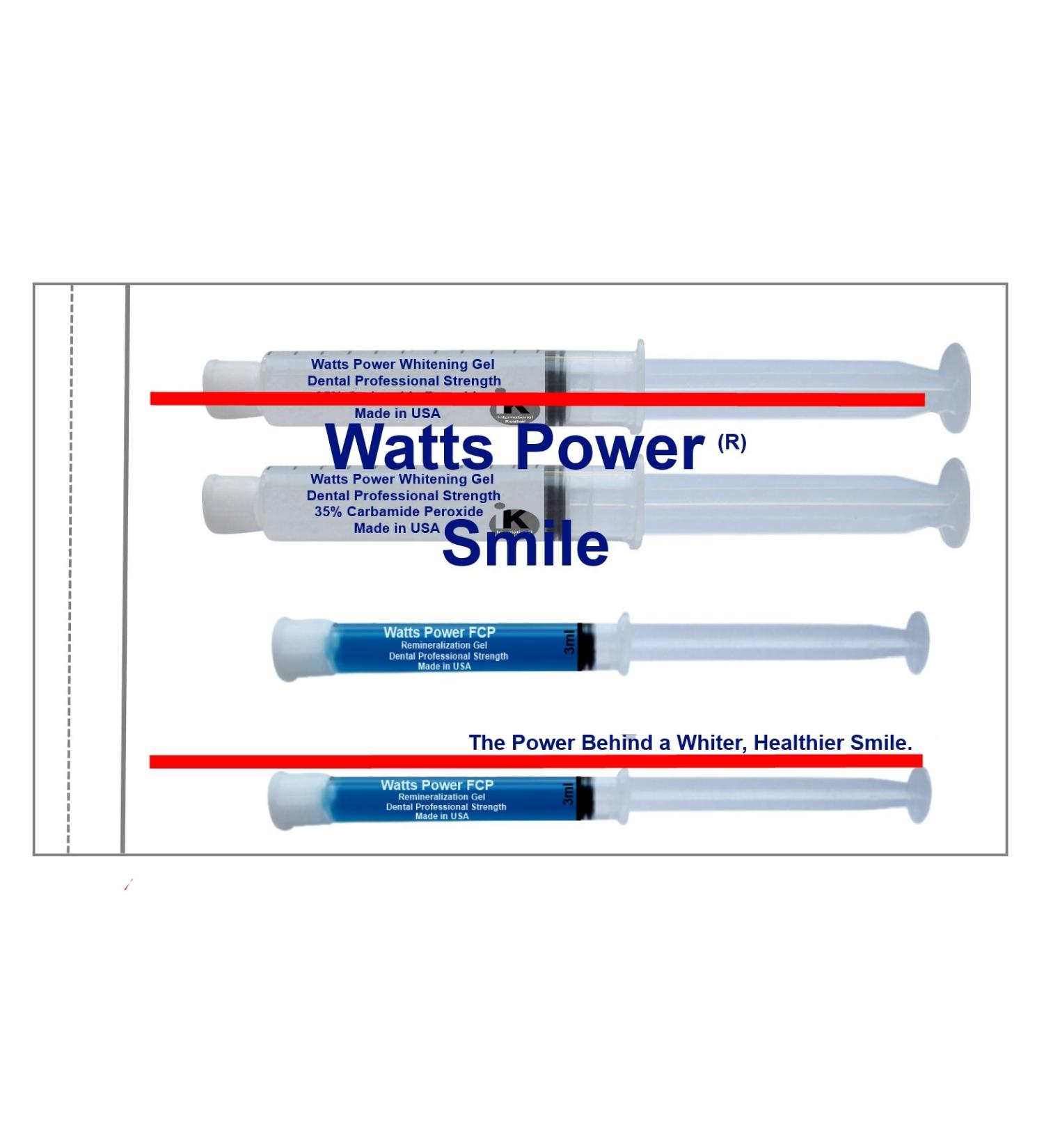 2 Watts Power 35% Teeth Whitening Gel Sets - Dual Action for Surface and Deep Stains - Huge 10ml Gels - Same Results As 44% but Safer & Without The Sting - Made in The USA