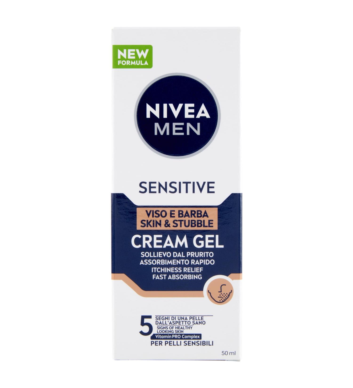 NIVEA MEN NIVEA MEN Sensitive Face and Beard Cream Gel 50ml Men's face cream for immediate relief from irritation and 24-hour hydration 2-in-1 moisturizing face cream and shaving cream