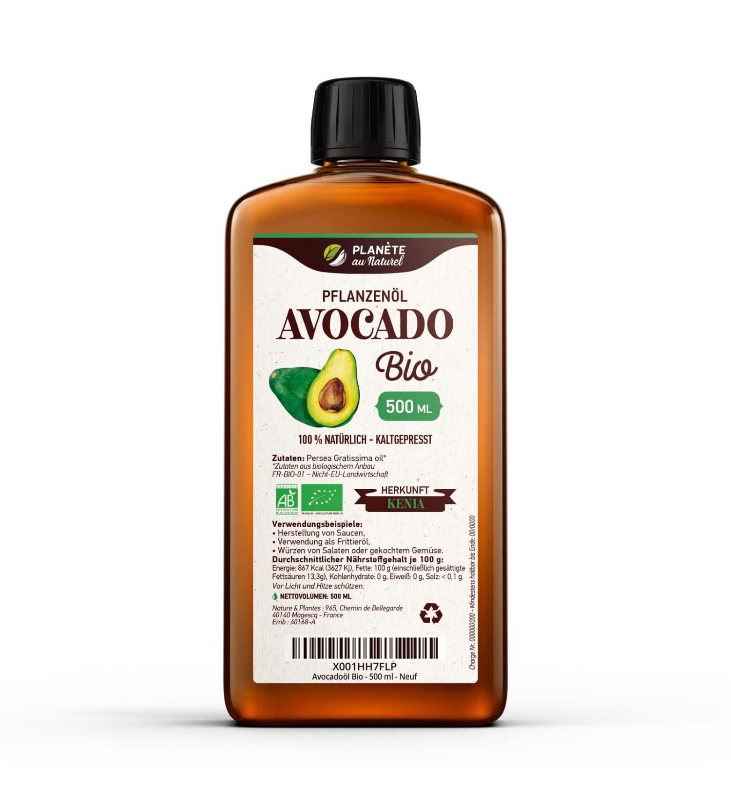 Avocado Oil Organic 500 ml - 100% Organic Pure Natural & Cold Pressed 500 ml (Pack of 1)