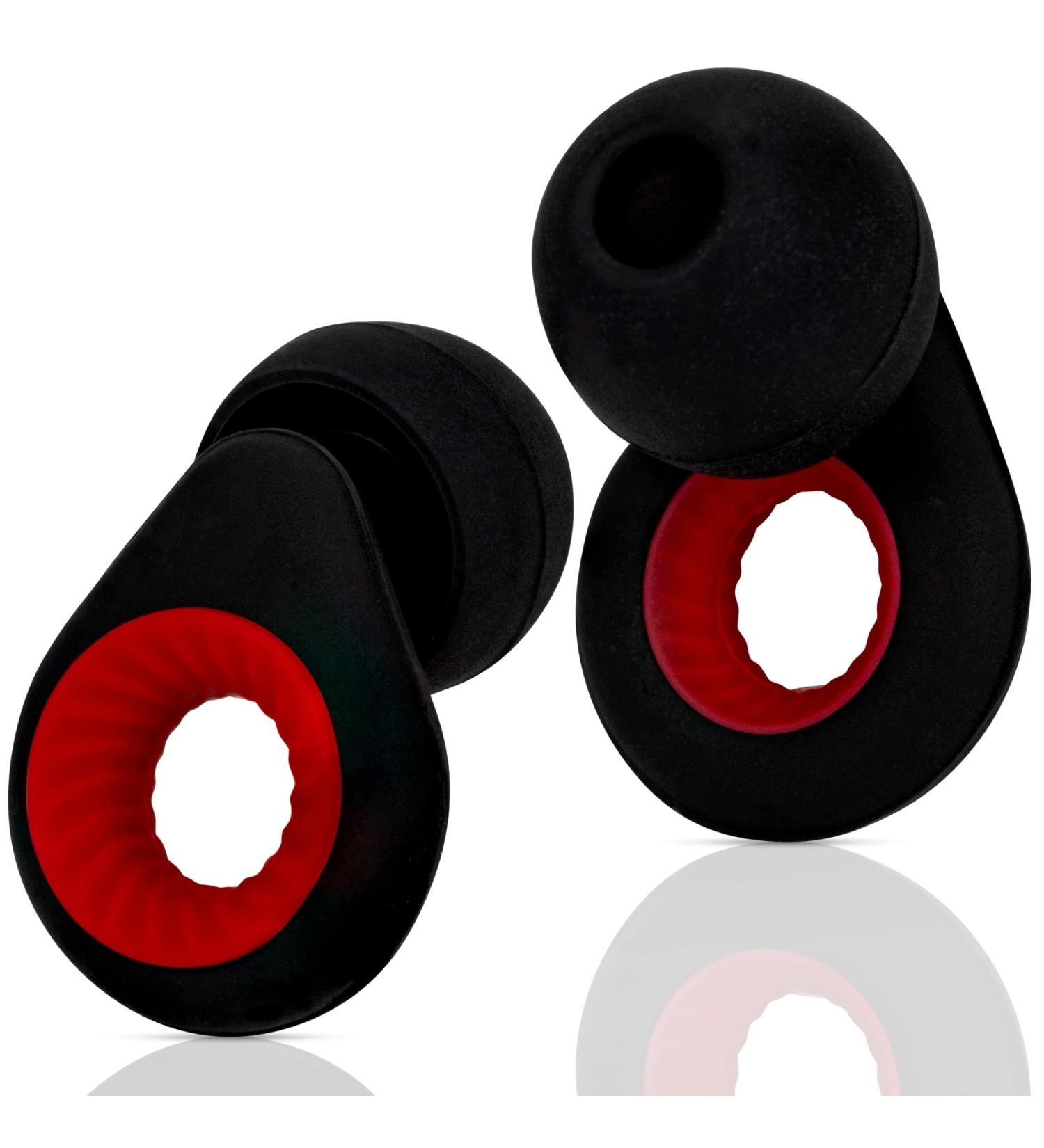 Premium Noise Canceling Earplugs for Sleeping, Snoring, Concerts - Effective Noise Reduction, Comfortable Ear Protection - Black & Red - Buy Online on GoSupps.com