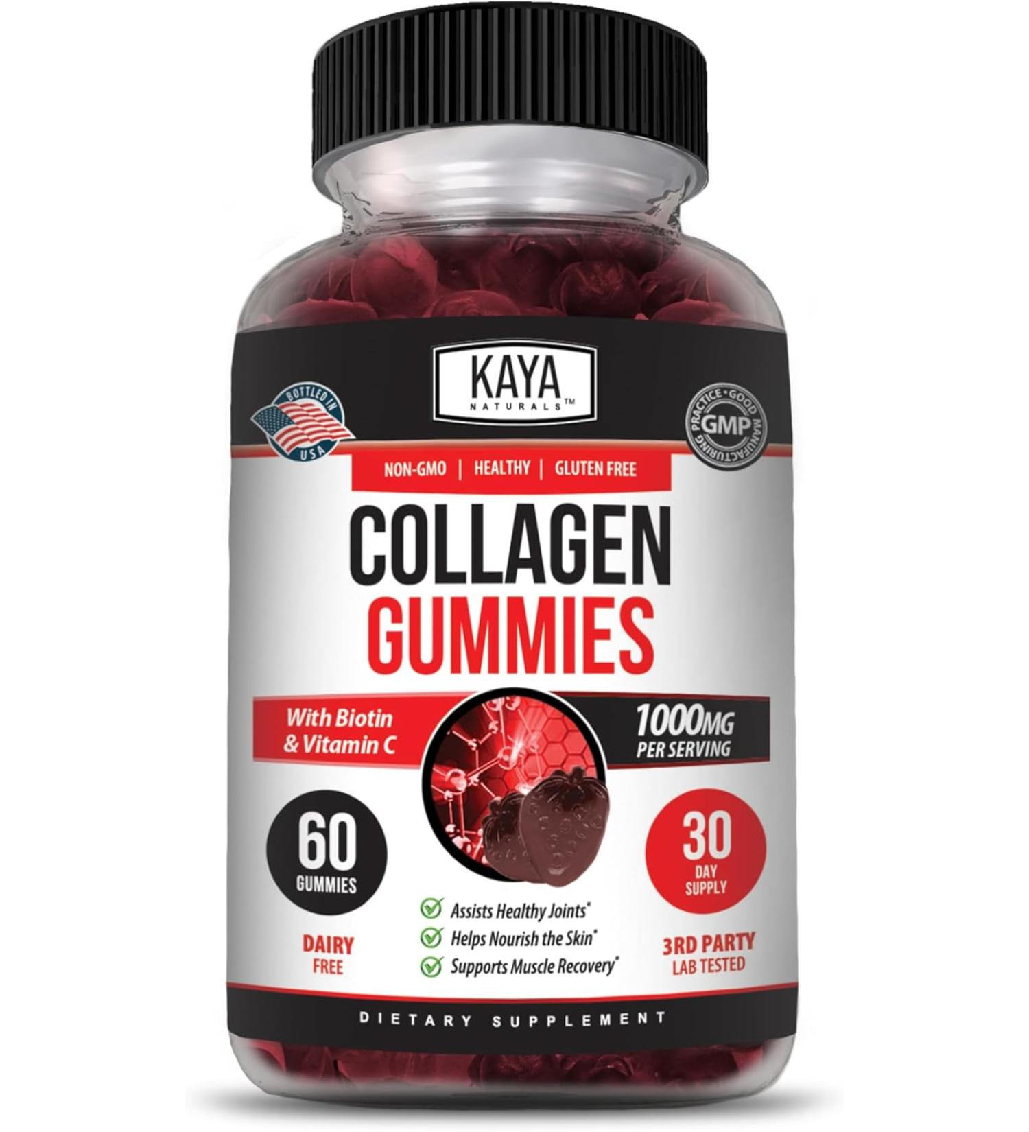 Kaya Naturals Collagen Gummies - Strawberry - 60 Gummies  - Buy Online on GoSupps.com
