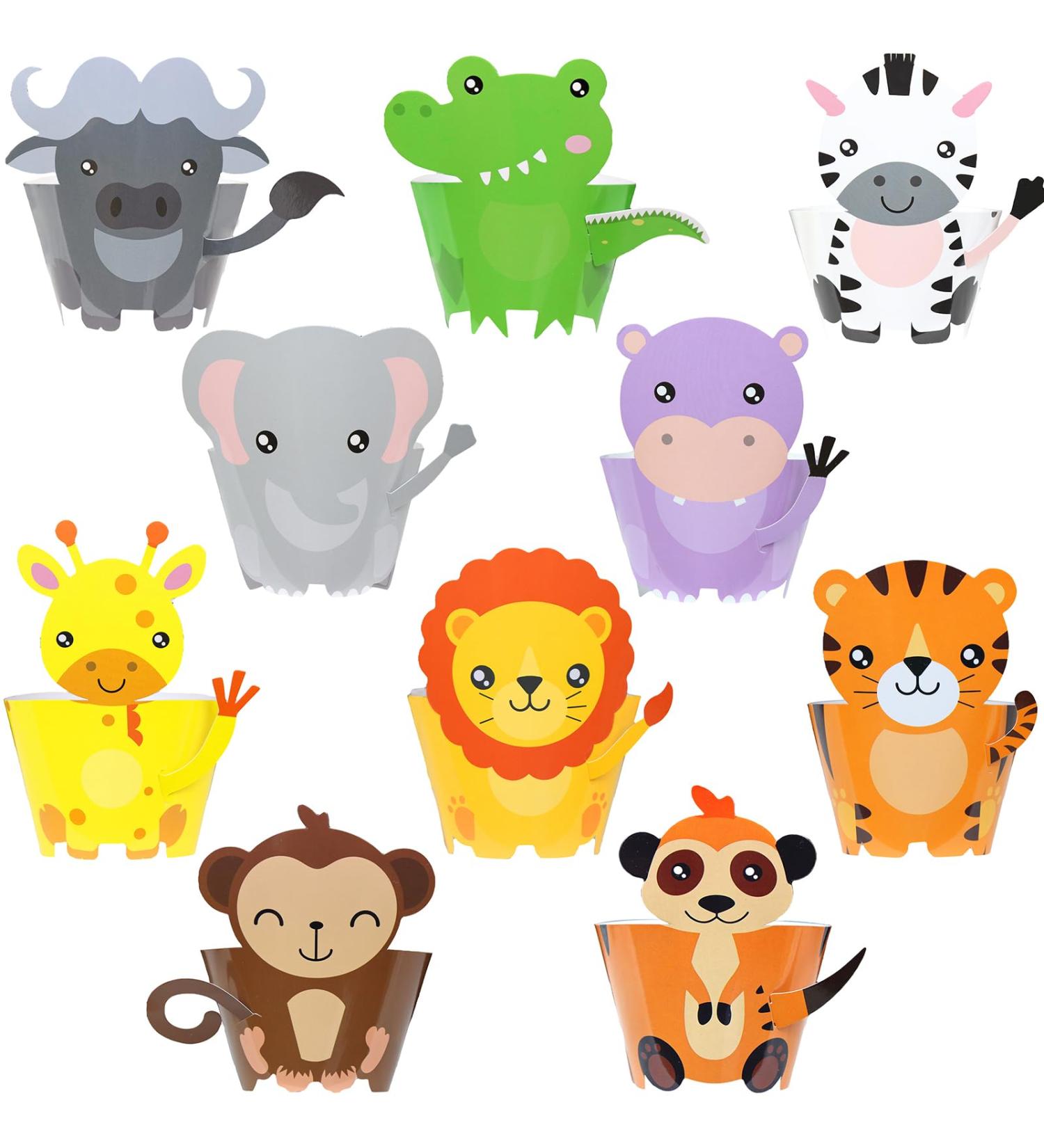 50 Pcs Jungle Safari Animal Cupcake Wrapper Set Safari Party Supplies Wild One Party Favor Jungle Baby Shower Birthday Decorations Zoo Animals Party Decor (Safari Cupcake Topper) - Buy Online on GoSupps.com