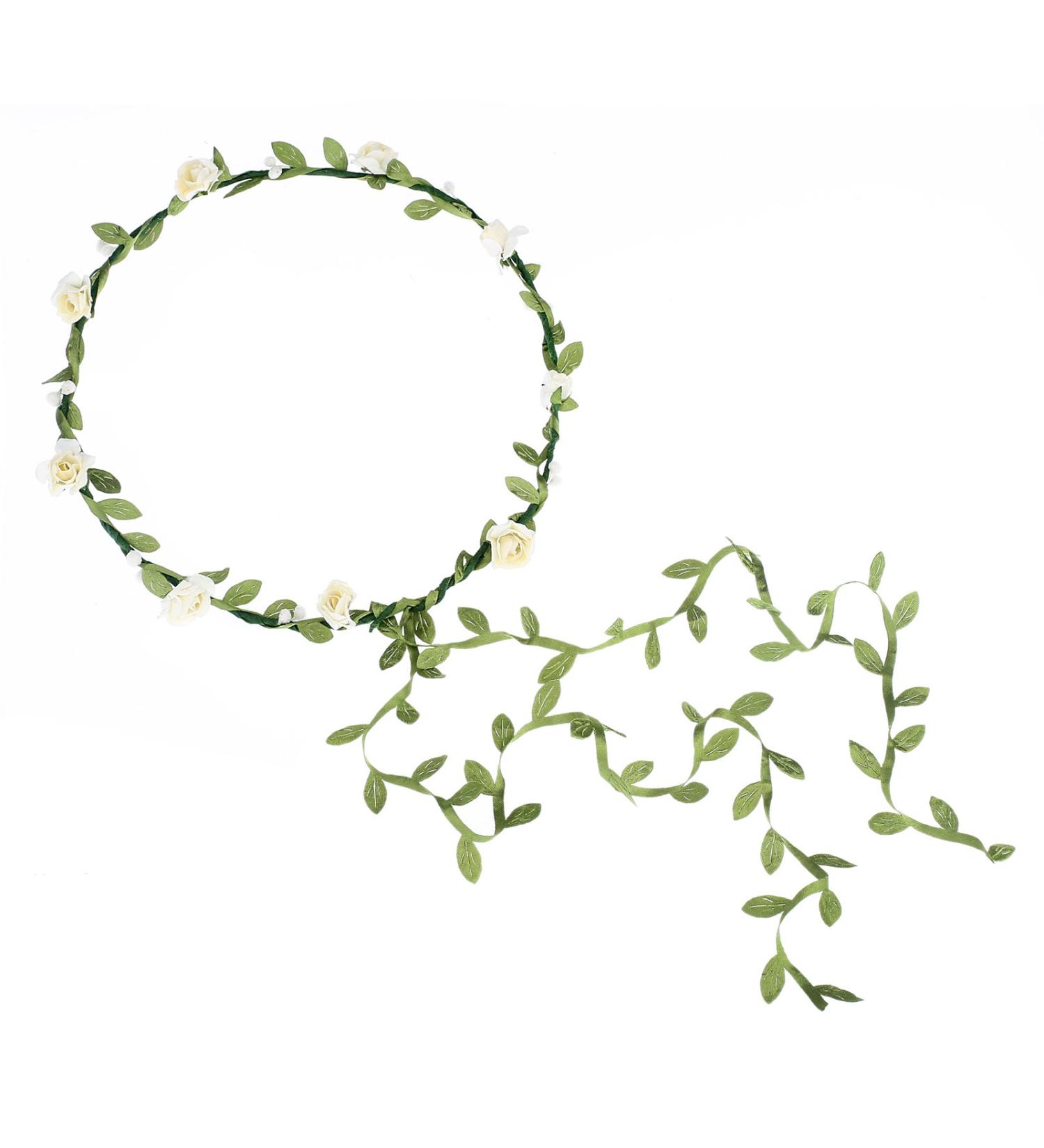 AWAYTR Bohemian Style Wedding Bride Floral Flower Garland Headband - Cream White - Buy Online on GoSupps.com