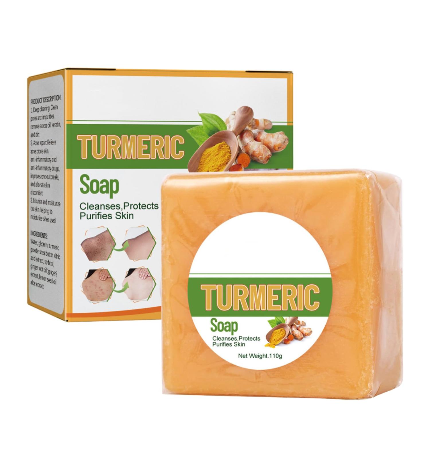 Turmeric Cleaning Soap - Dark Spot Corrector Remover - Natural Soap Bar for Body & Face - Skincare Handmade Soap Bar for Brighten Acne Dark Spots Hyperpigmentation Smooth Skin - Buy Online on GoSupps.com