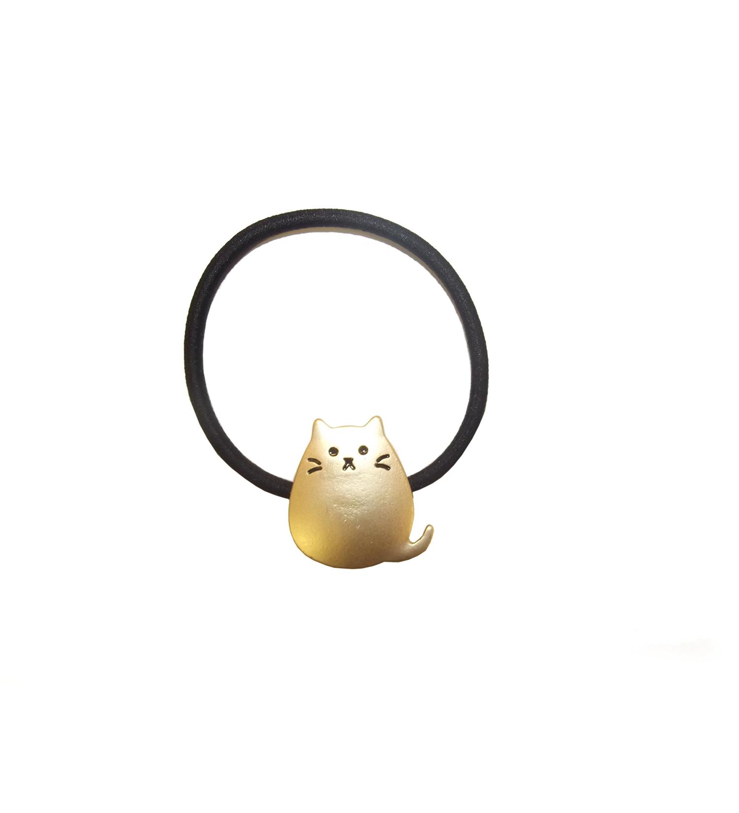 Super sweet hair tie with cat (gold)