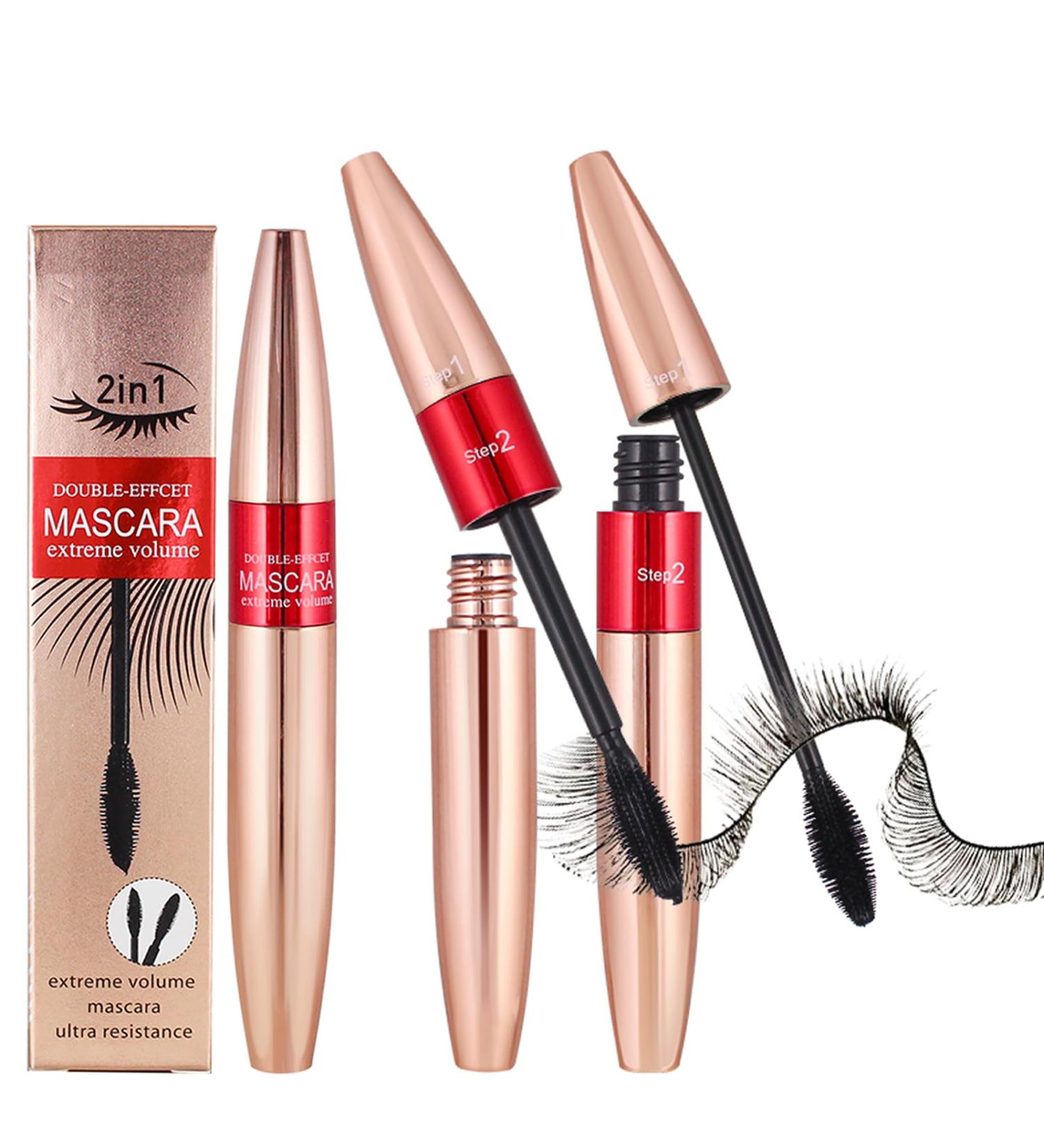 HOUSN Waterproof Mascara Long Lasting Mascara Voluminous Mascara 2 Brush Heads 2 in 1 Mascara for a Natural Lengthening and Thickening Effect - Buy Online on GoSupps.com