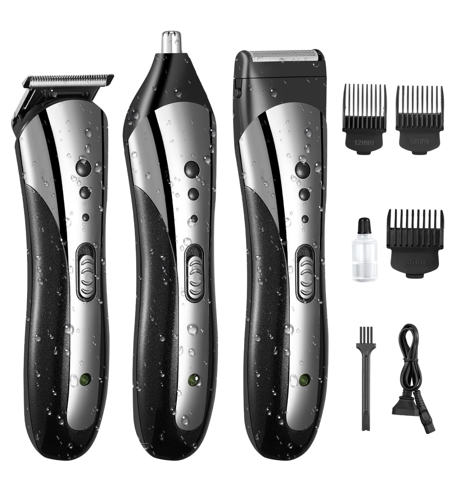 Beard Trimmer Men Eojjoisee Hair Clippers Men Nose & Ear Trimmer All-in-One Body Groomer Men Kit Cordless Rechargeable Hair Clippers with 3 Limit Combs Stainless Steel Blades (3 in 1) (Silver) - Buy Online on GoSupps.com