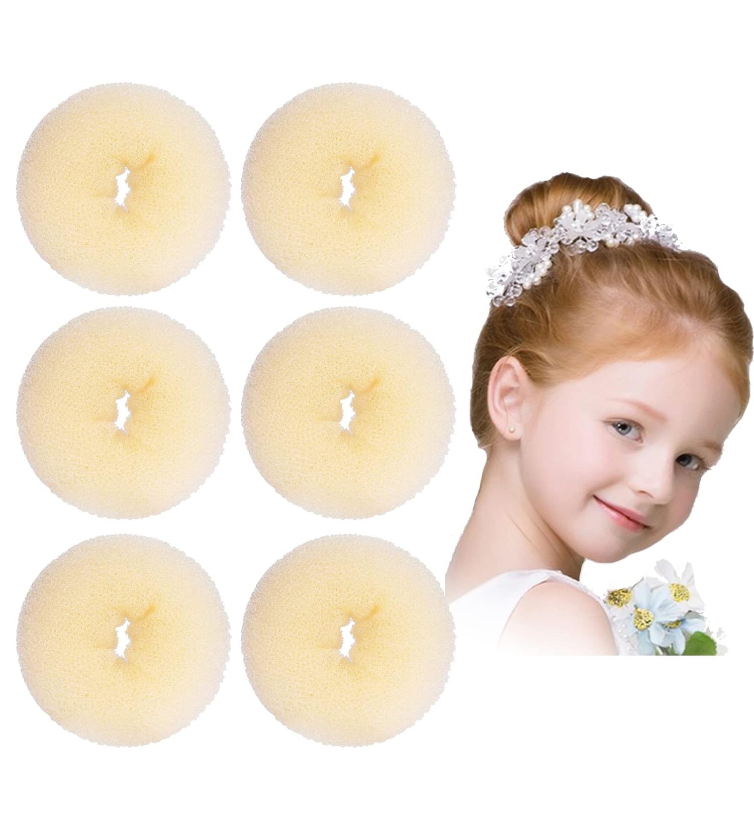 Kid's Blonde Hair Donut Bun Maker 6PCS - Small 2.5 Inch Beige Chignon Doughnut Shaper for Short Thin Hair - 6 Count - Buy Online on GoSupps.com