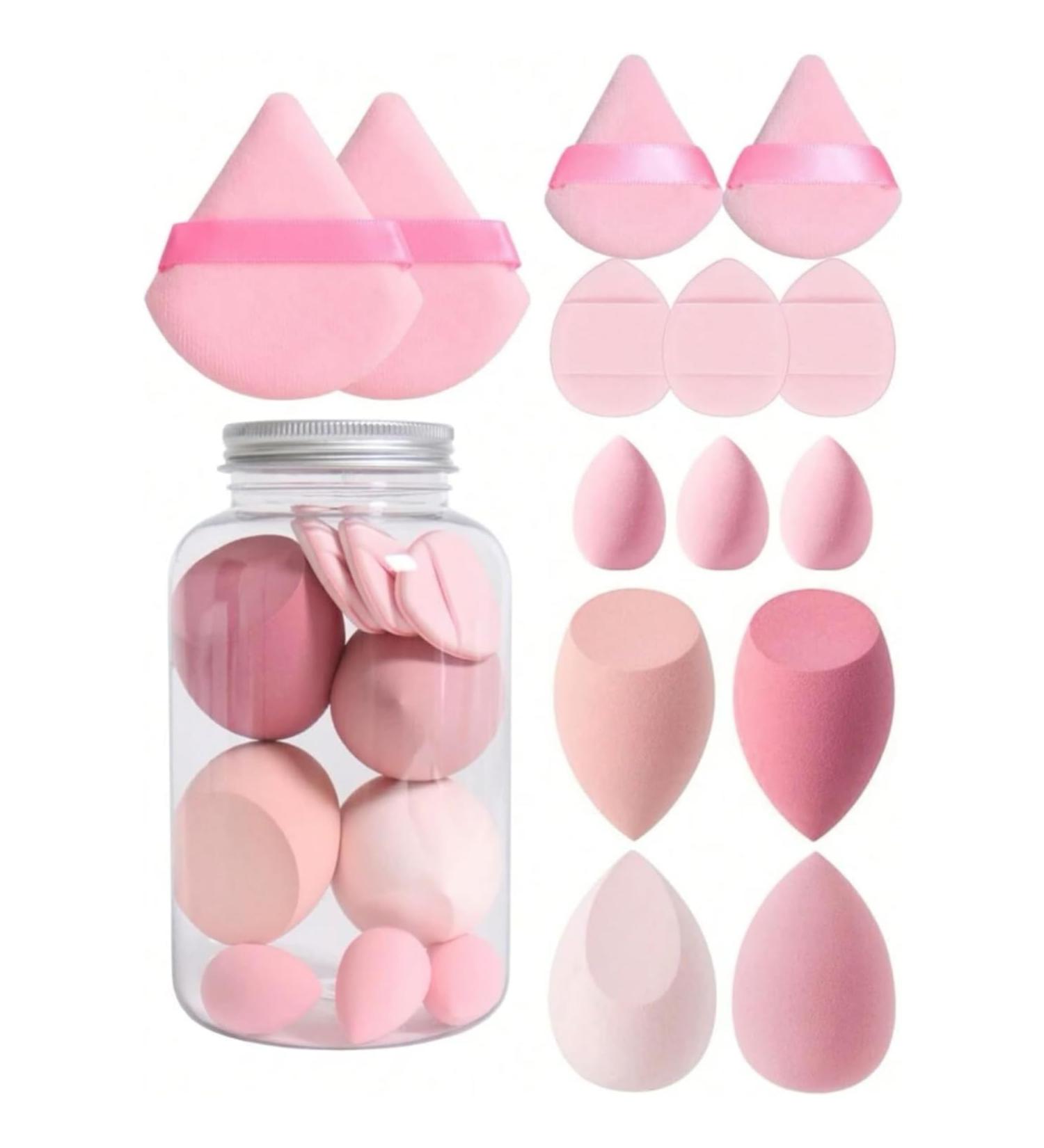 HealthyMoov Makeup Sponges and Powder Puff Set with Storage Box (Pink 14p) - Buy Online on GoSupps.com