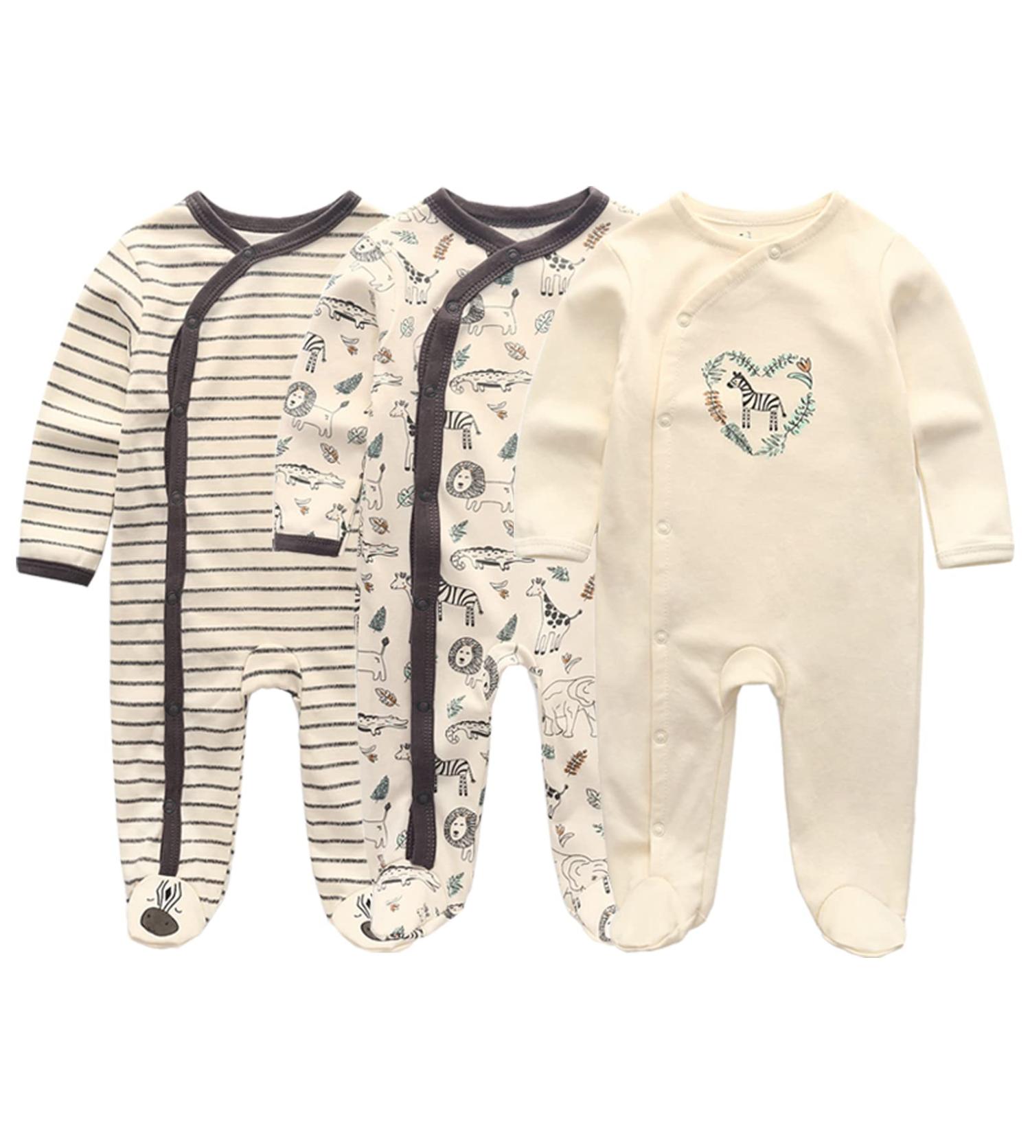 MAMIMAKA Baby Cotton Footed Pajamas | 9-12 Months | Long Sleeve | COLOR3 - Buy Online on GoSupps.com