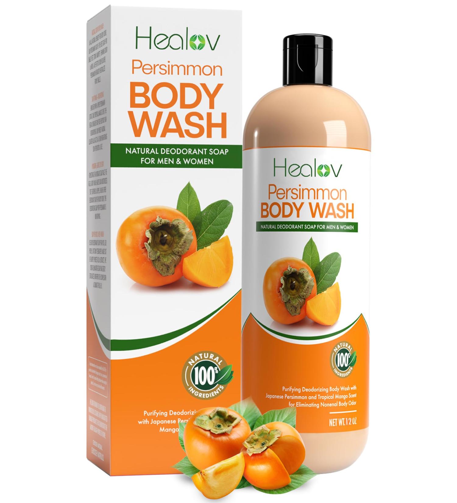 Persimmon Body Wash - Natural Deodorant Soap for Body Odor Control | Purifying & Deodorizing for Underarms Intimate Areas & Feet - Buy Online on GoSupps.com