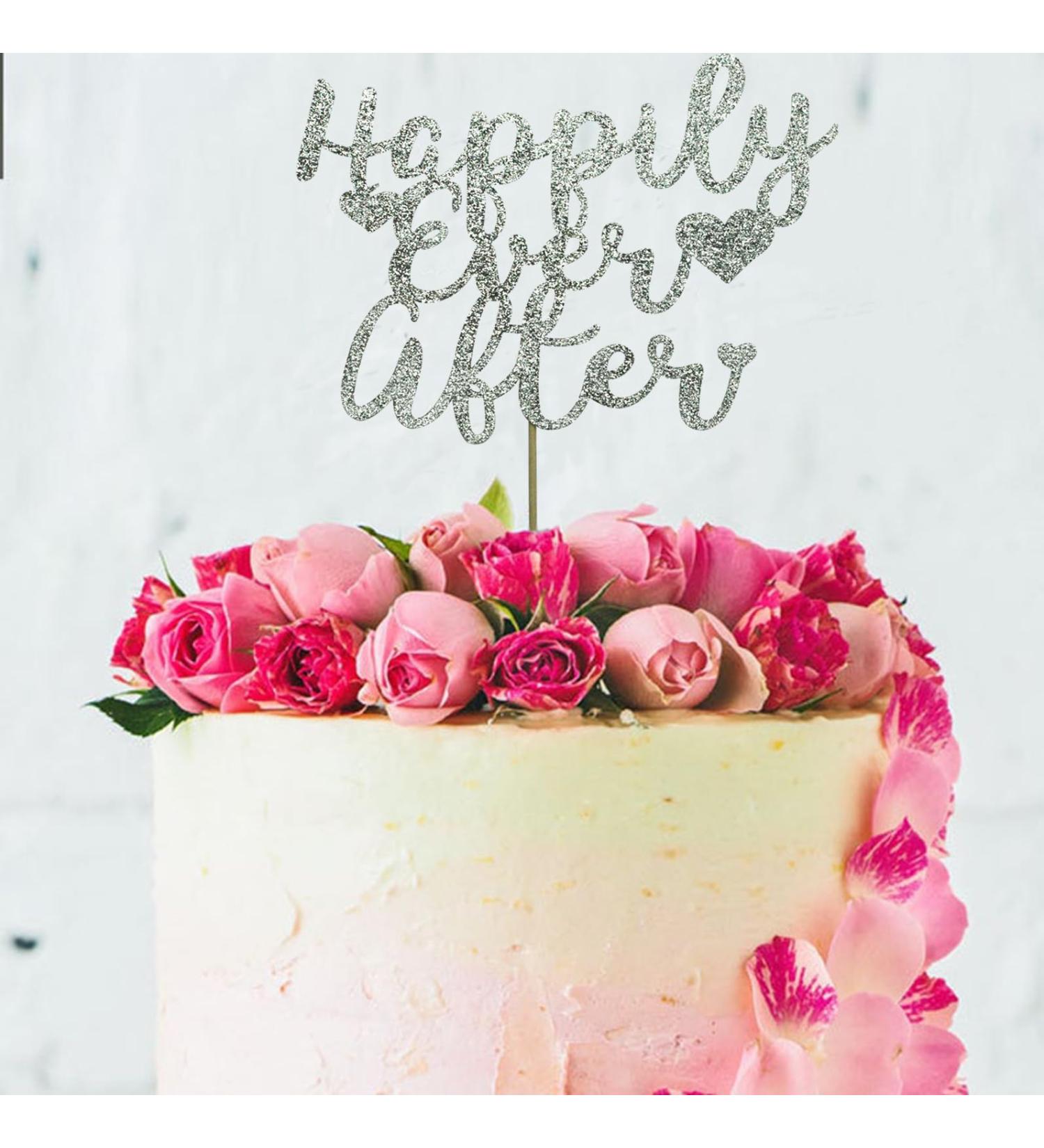 zxyxka Happily Ever After Cake Topper for Engagement Party Decorations Bridal Shower We're Engaged Cake Toppers - Silver Glitter - Buy Online on GoSupps.com