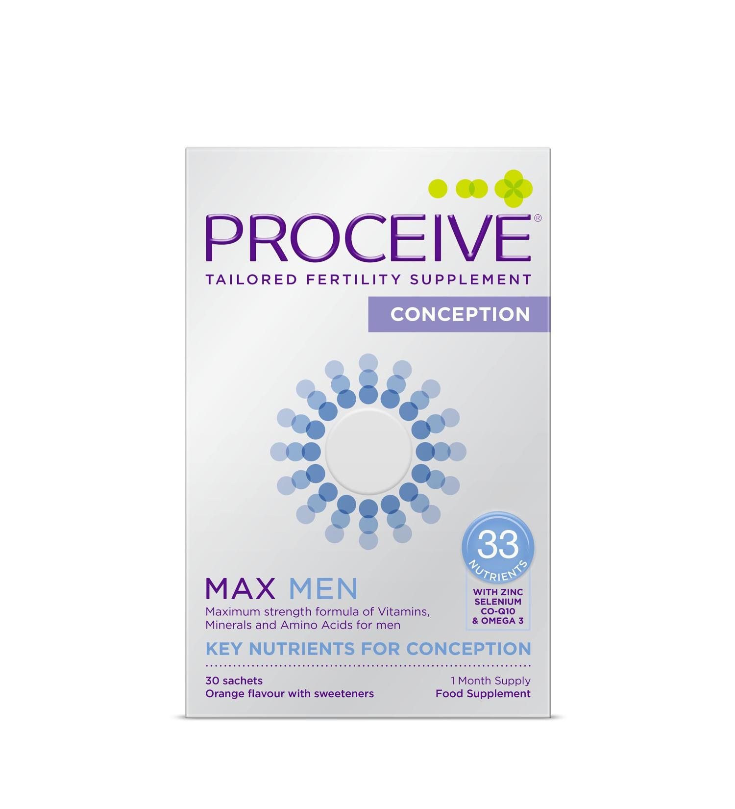 Proceive MAX Men - Fertility Supplement for Conception - 30 Sachets (1 Month Supply) - Buy Online on GoSupps.com