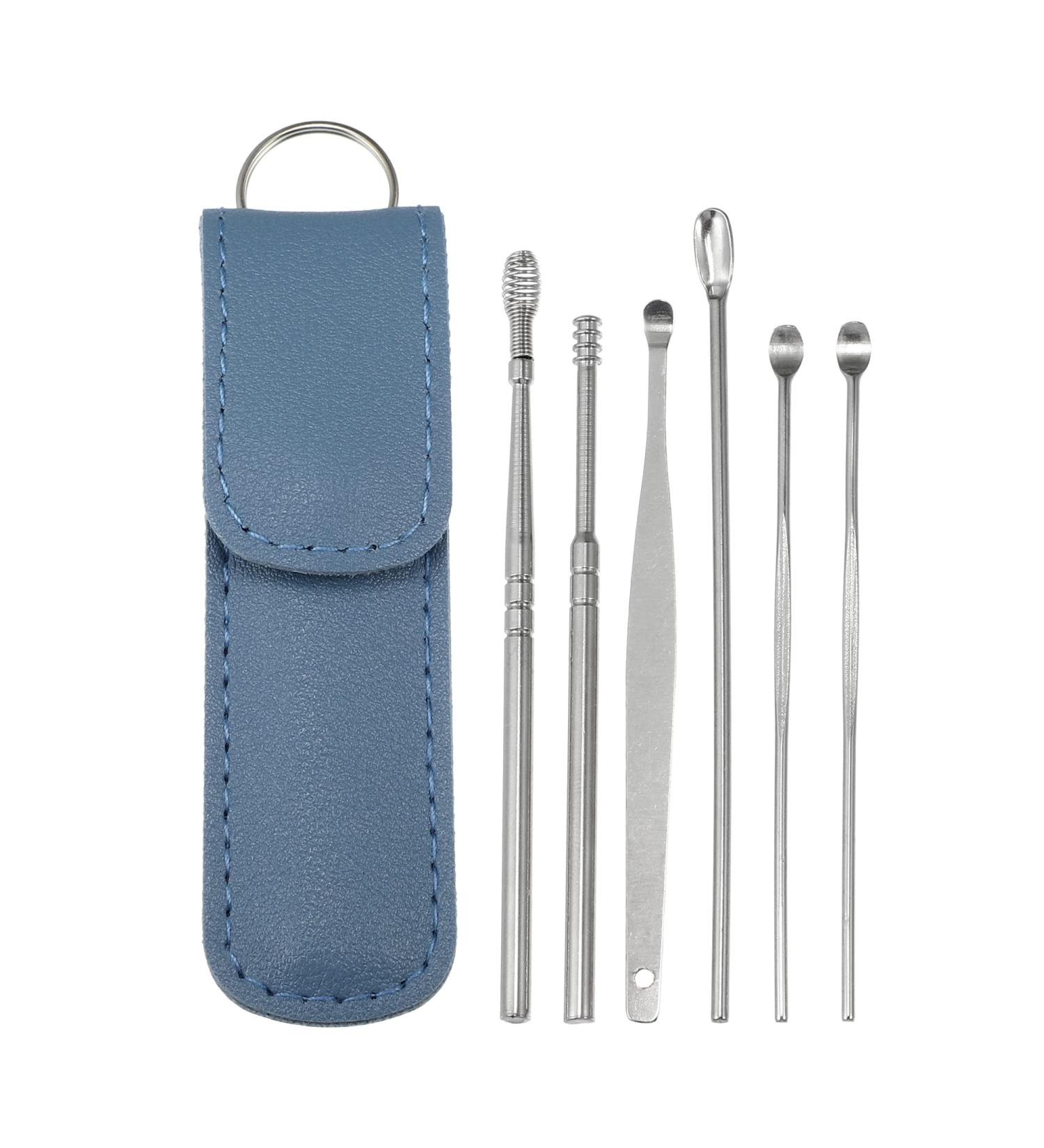 VOCOSTE 6Pcs Stainless Steel Ear Cleansing Tool Set in Light Blue Faux Leather Case - Buy Online on GoSupps.com