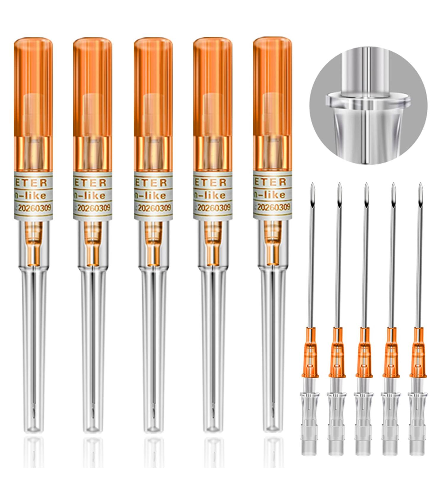 Prgislew 14G Catheter Piercing Needles - 5 Pack, Hollow Needles for Ear, Nose, Lip, Tongue, Belly, Navel, Nipple, and Cartilage Piercings - Buy Online on GoSupps.com
